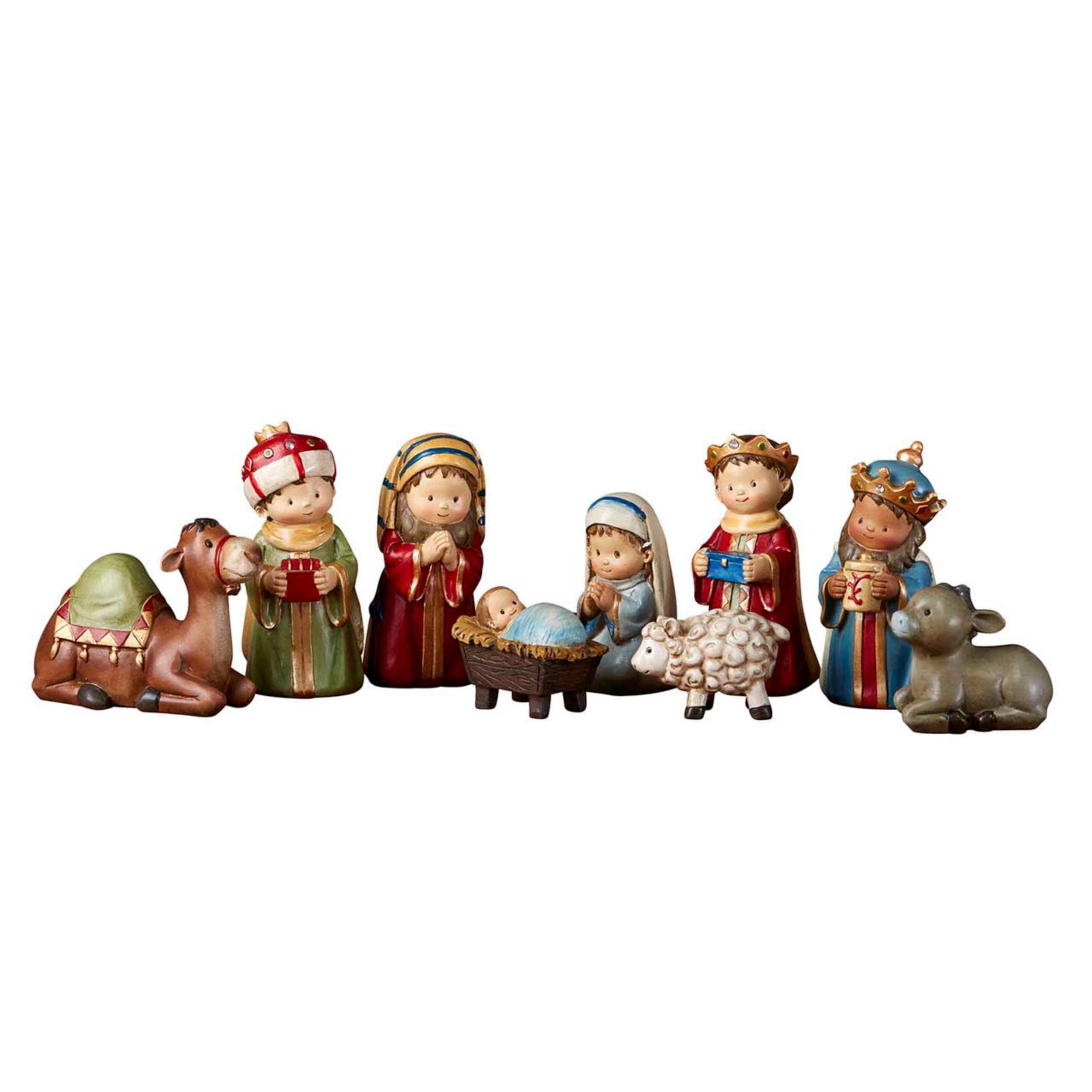 Avalon Gallery Nativity Sets for Christmas - Christmas Pageant Nativity Scene, 4-Inch Scale, 9-Piece