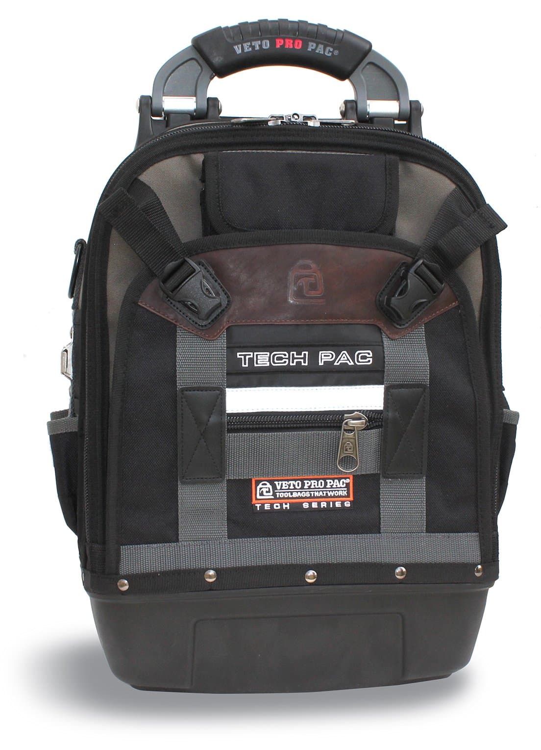 Pro Pac Tech Pac Tool Backpack – Heavy-Duty Weatherproof Tool Bag with 46 Pockets, Waterproof Molded Base & Ergonomic Padded Straps & EVA Back Padding for Technicians and Contractors