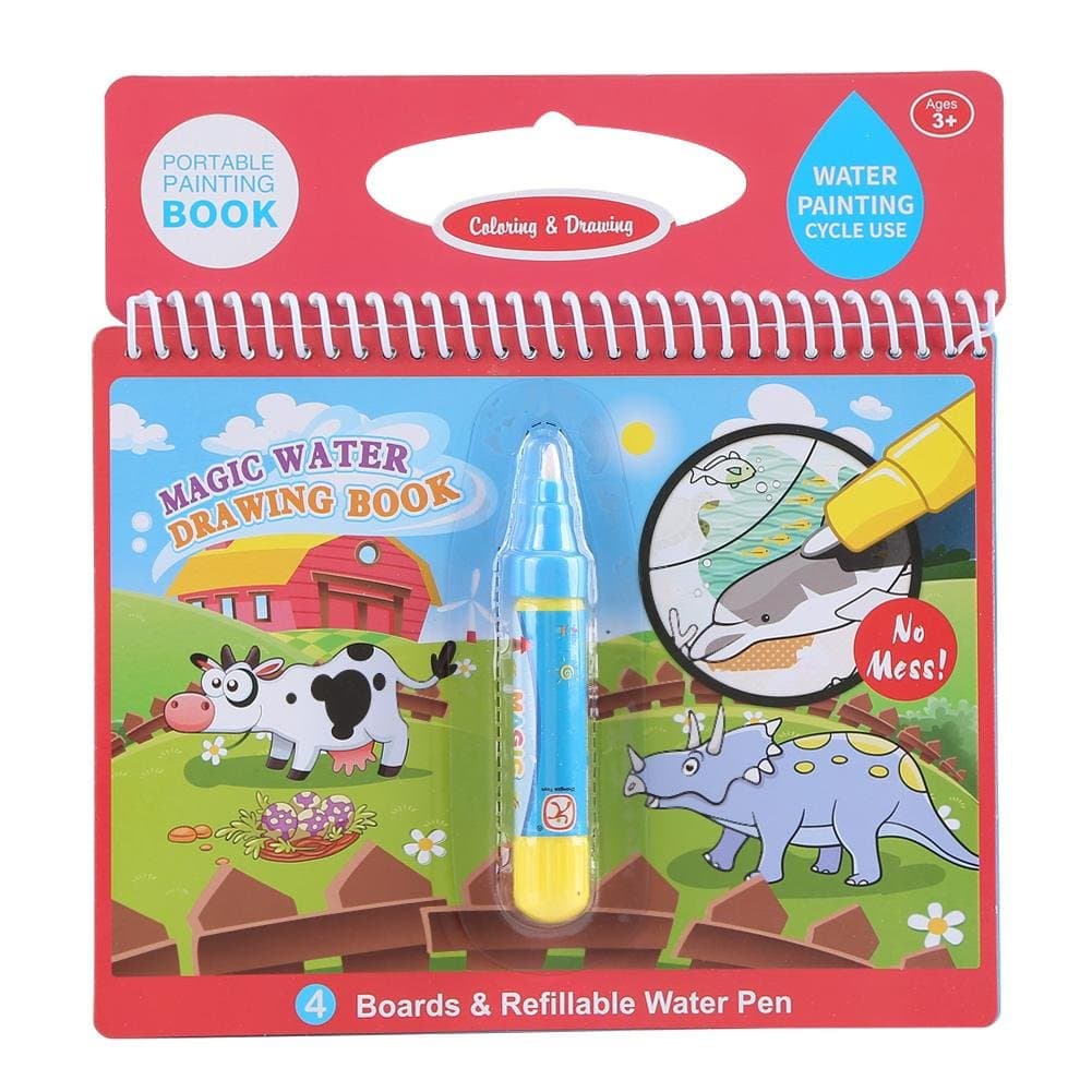 On The Go Water Wow! Reusable Water-Reveal Activity Pads, Magic Water Coloring Book Drawing Painting Picture Album with Refillable Pen Kids Learning Toys(#4)