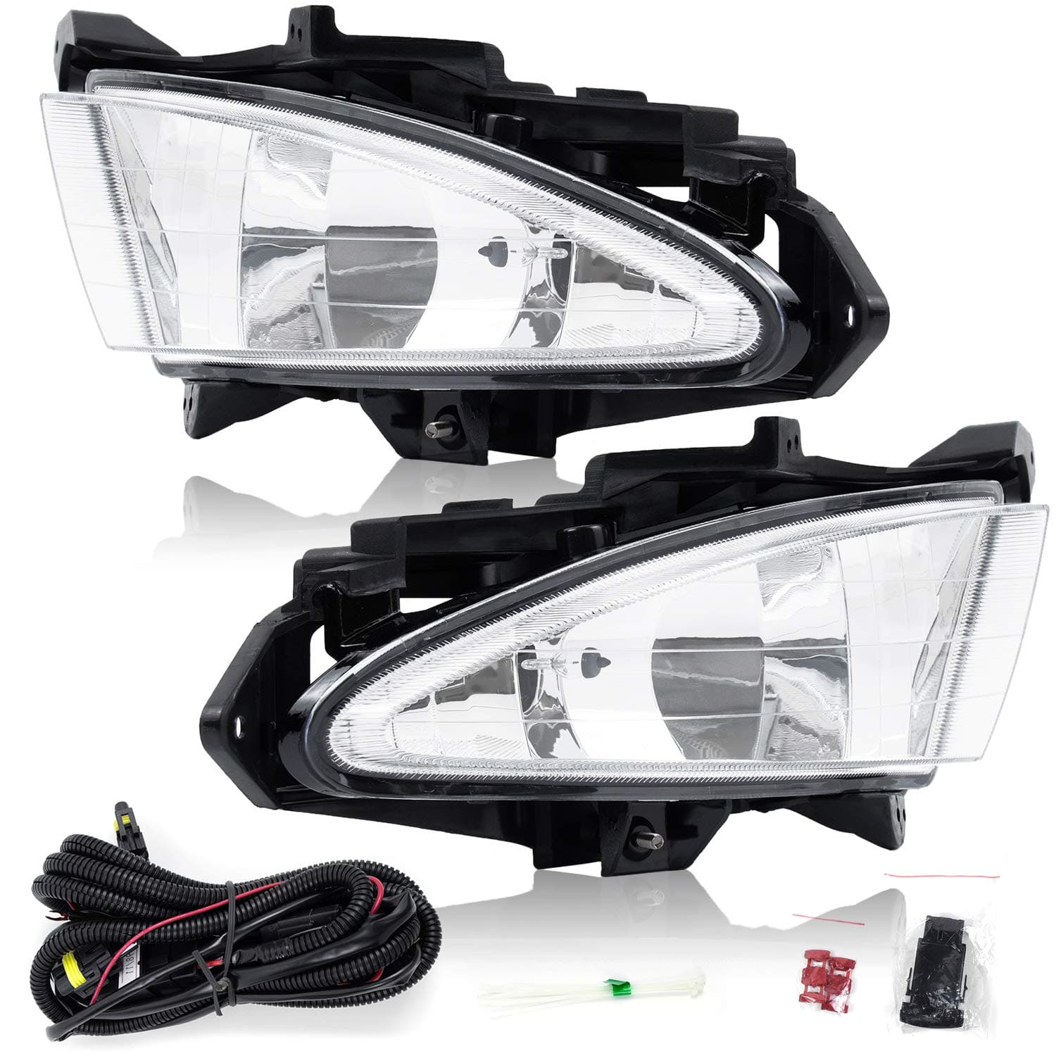 RP Remarkable Power, FL7098 Fit For 2007-10 Elantra/Avante HD Fog Lights Clear Lens Bumper Lamps Full Kit