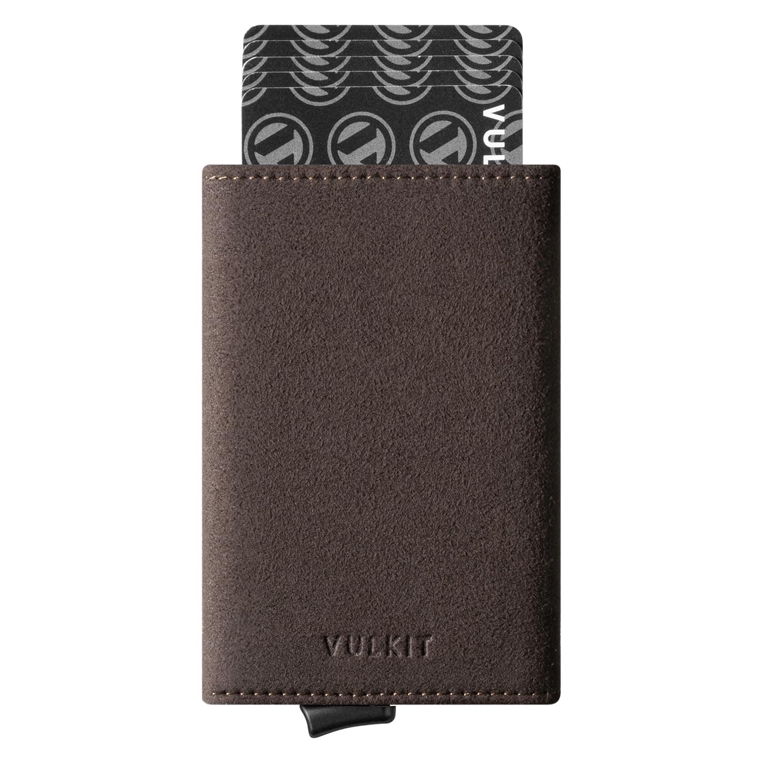 VULKIT Credit Card Holder RFID Blocking Mens Leather Bifold Card Wallet Automatic Pop Up for 9 Cards with ID Window & Coin Pocket