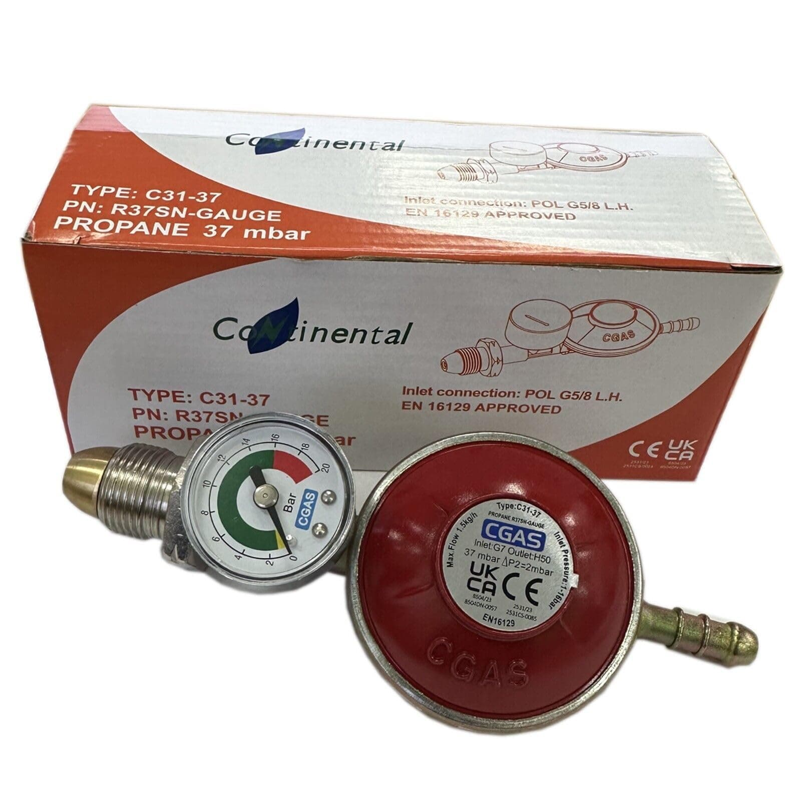 LPG Regulator with built in pressure gauge | UK POL | For Propane Gas Bottle Cylinder