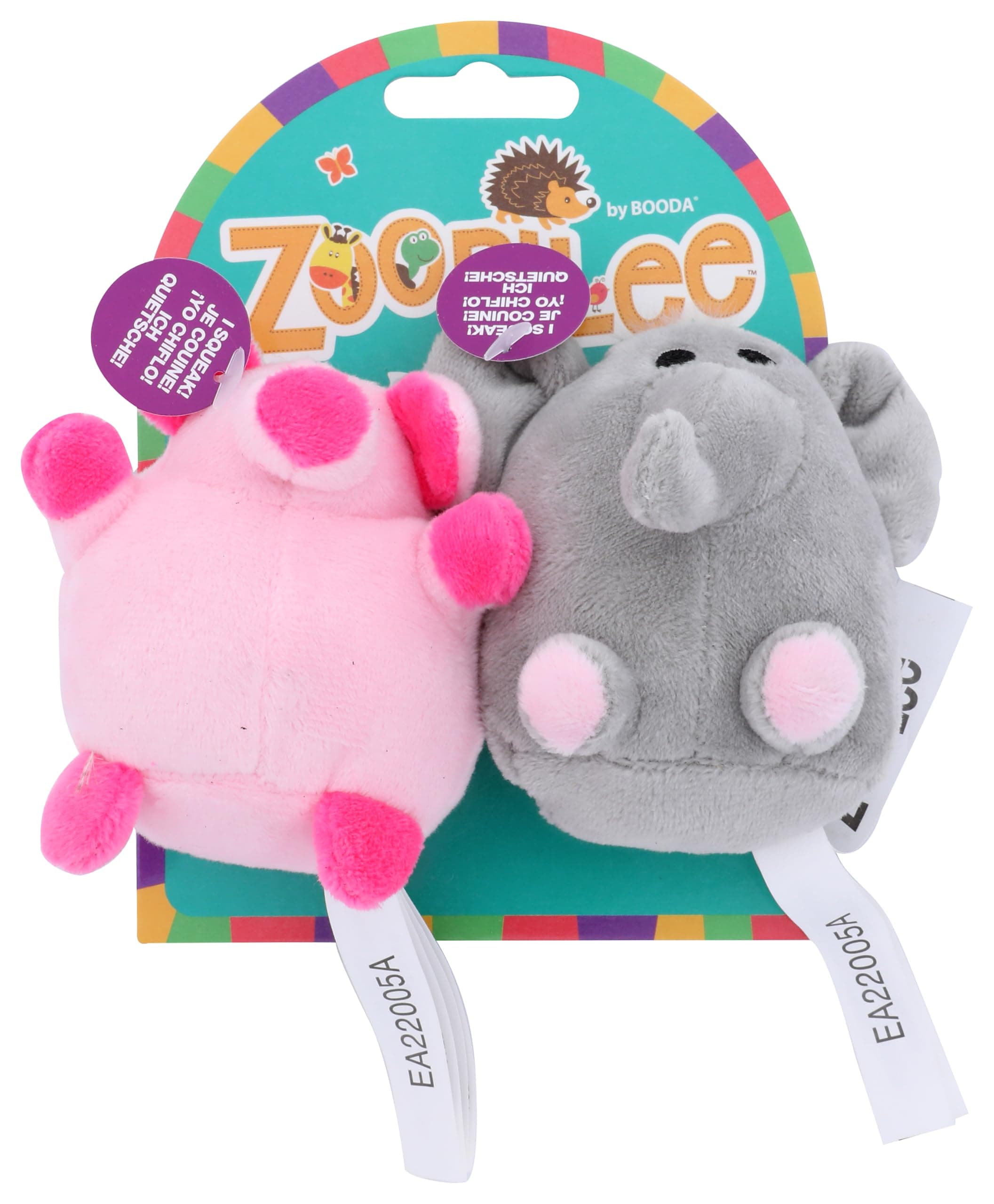 ZOOBILEE 32023 Mini Elephant & Pig Dog Toy (2 Pack)