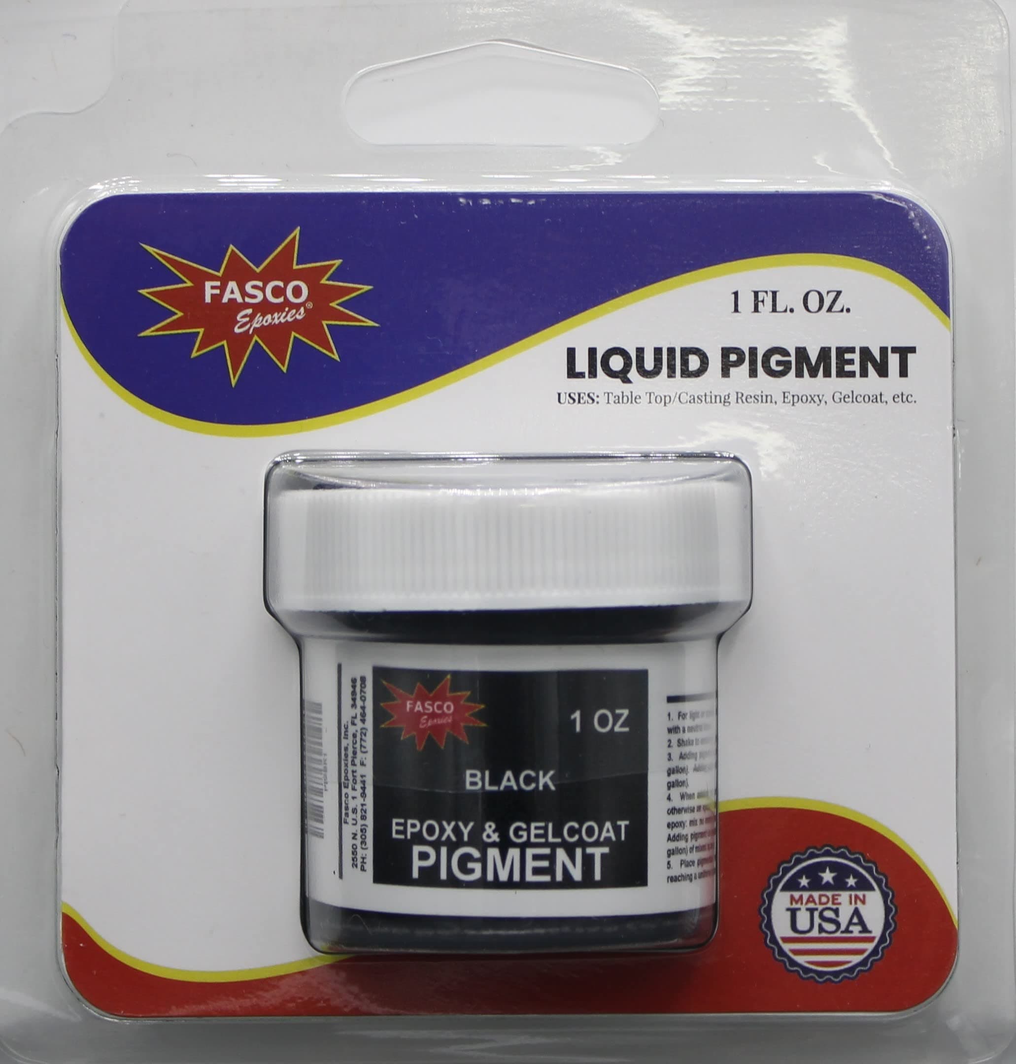 Fasco Epoxies Black Pigment for Epoxy Resin, Gelcoat, Paint - 1 oz
