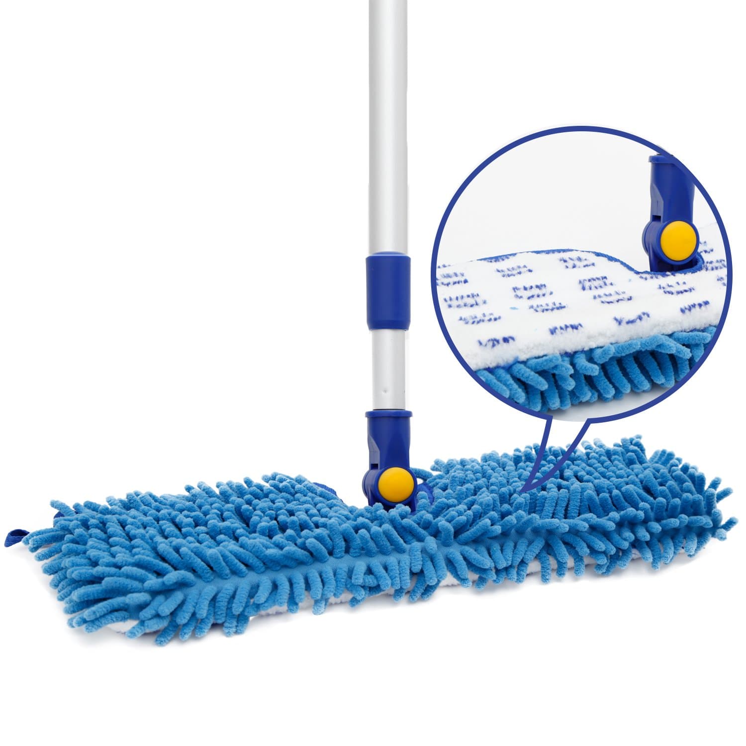 JINCLEAN 18" Microfiber Floor Mop | Dual Side Different Action Dust Mop Dry to Attract Dirt, dust, pet Hair Or Hardwood Floor Clean, Telescopic Aluminum Pole Adjust Height max 51"