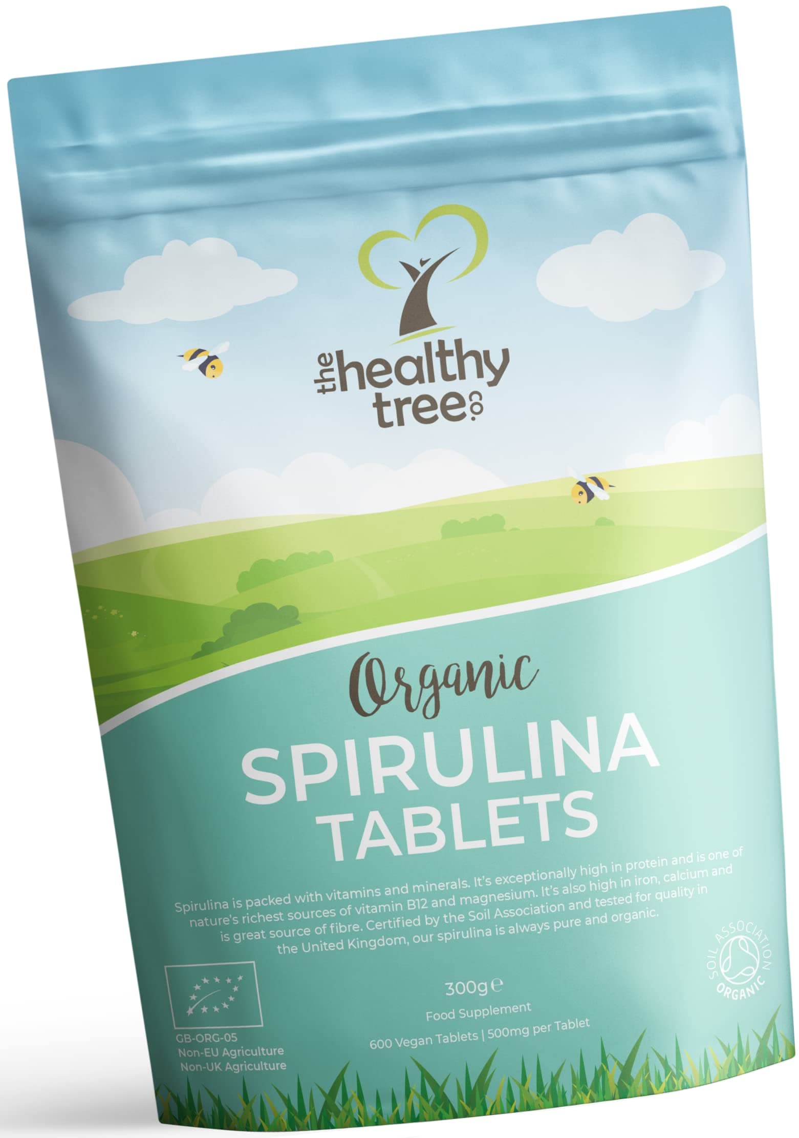 Organic Spirulina Tablets by TheHealthyTree Company - Vegan, High in Vitamin B12, Protein, Magnesium, Iron and Calcium - UK Certified Pure Spirulina, 600 x 500mg (300g)