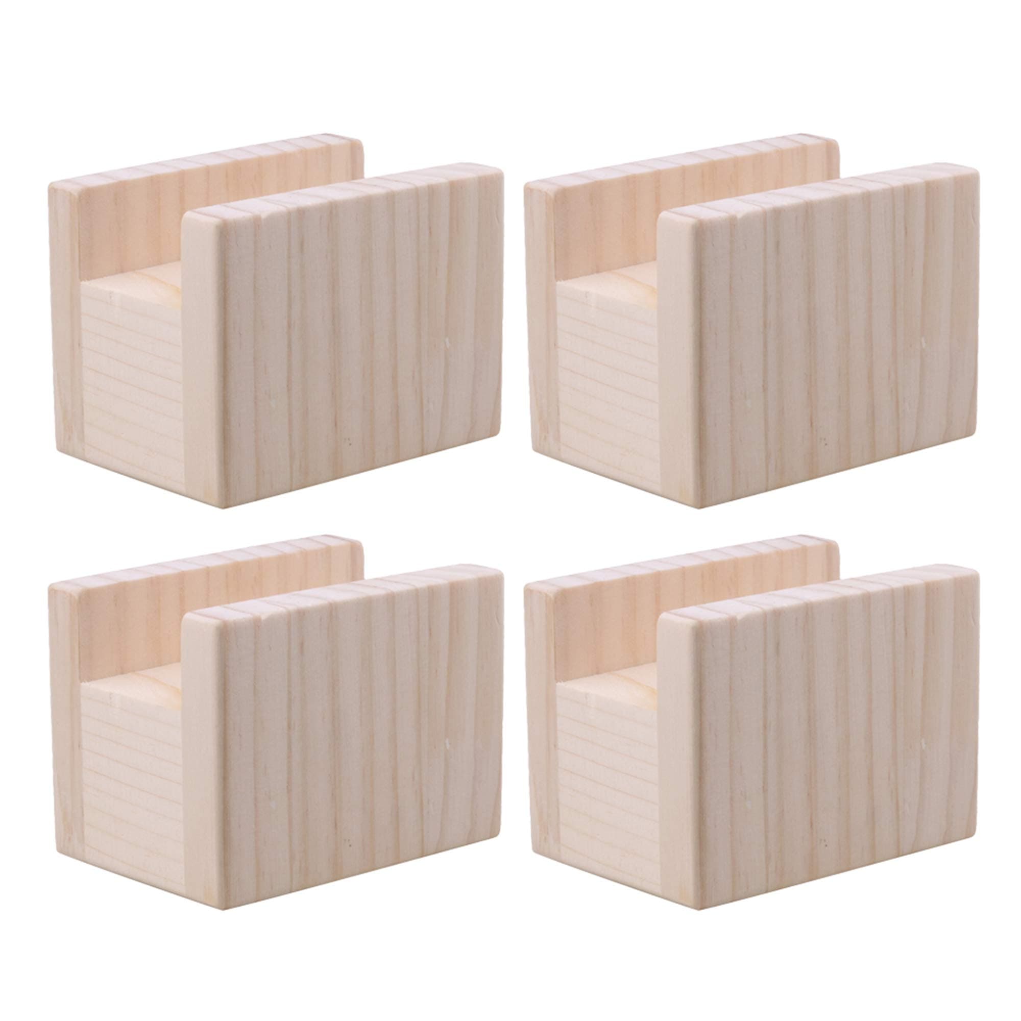 BQLZR 10x7x8.5cm Nature Color Wood Table Desk Bed Riser Lift Furniture Lifter Storage for 4cm Groove Feet Up to 5cm Lift Pack of 4