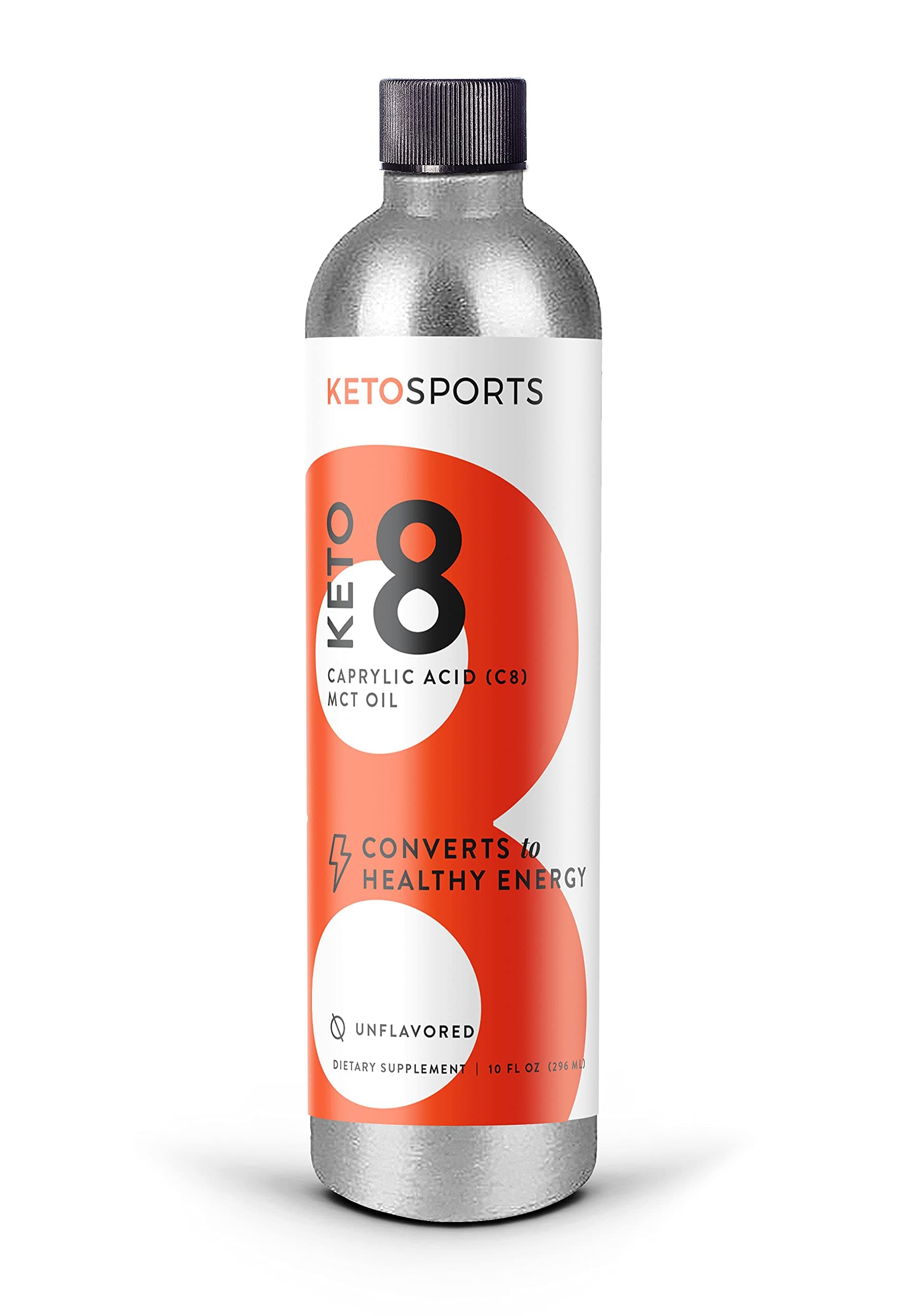Keto8 Caprylic Acid C8 Enriched MCT Oil - Dietary Supplement for High Octane Energy, Brain Function and Ketone Boost, Keto and Paleo-Friendly, 12 Ounce Bottle