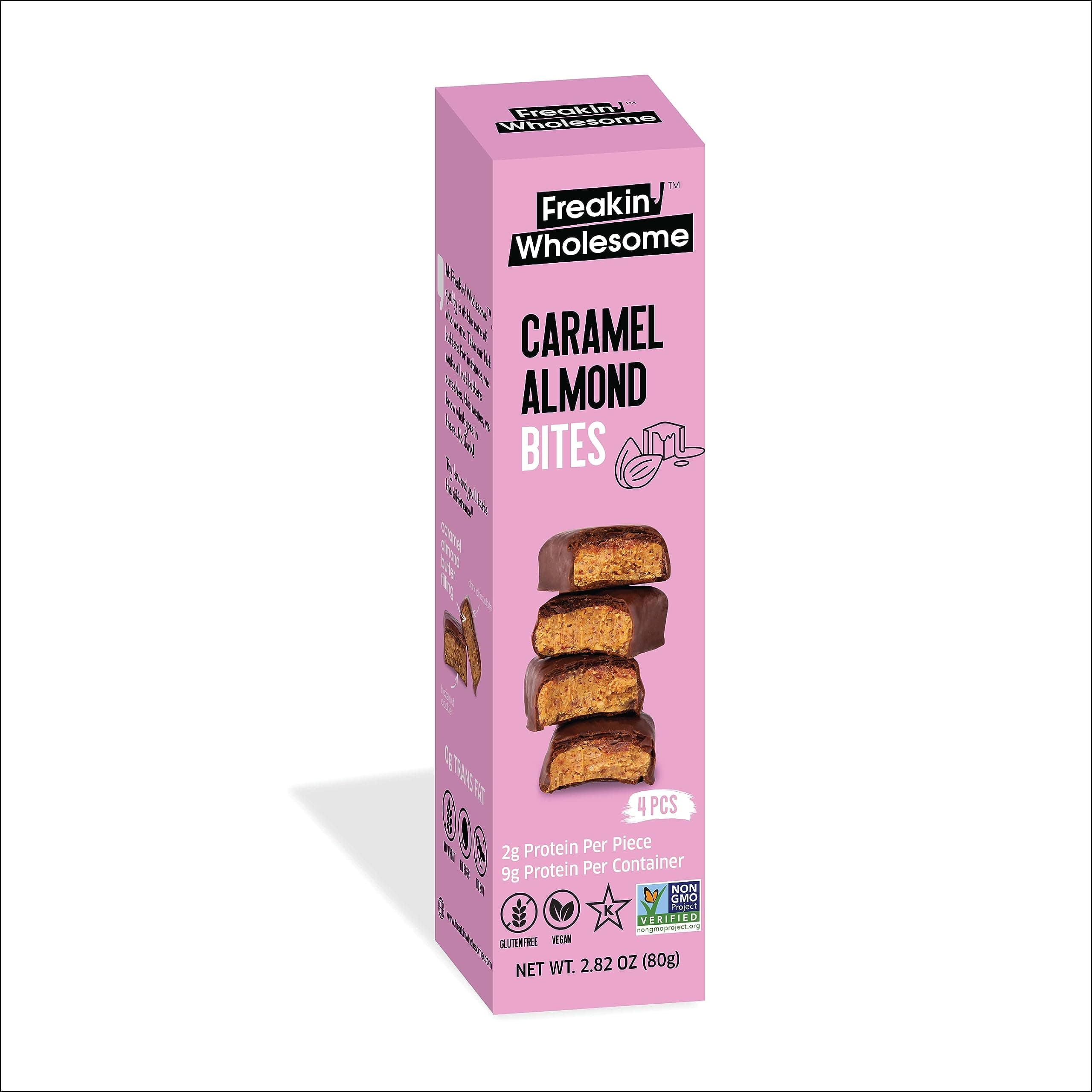 Freakin' Wholesome Chocolate Covered Bites (Caramel Almond, Pack of 4)
