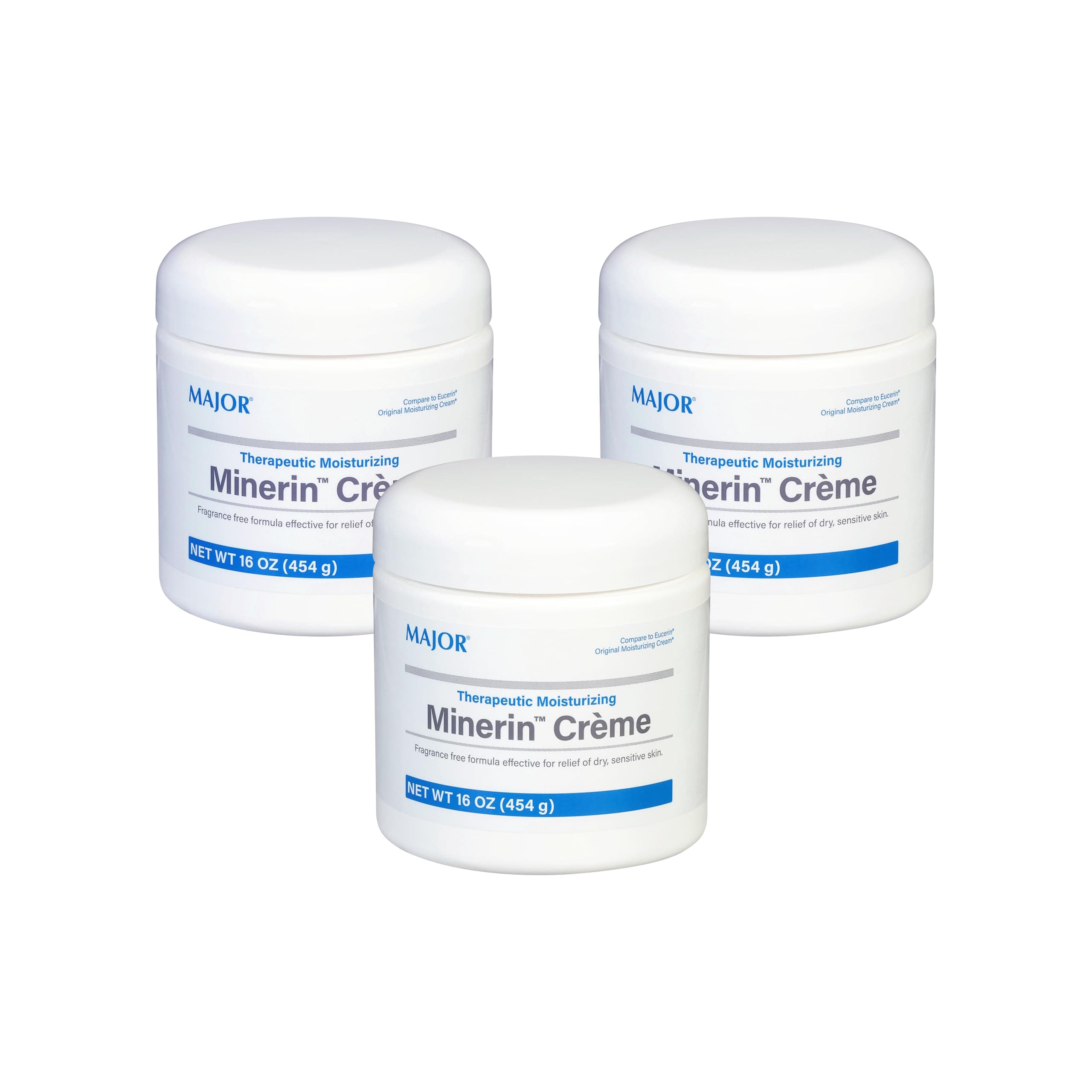 MAJOR Therapeutic Moisturizing Minerin Créme - Body Cream Moisturizer for Dry Skin - Fragrance-Free - 16 Oz. (3 Pack)