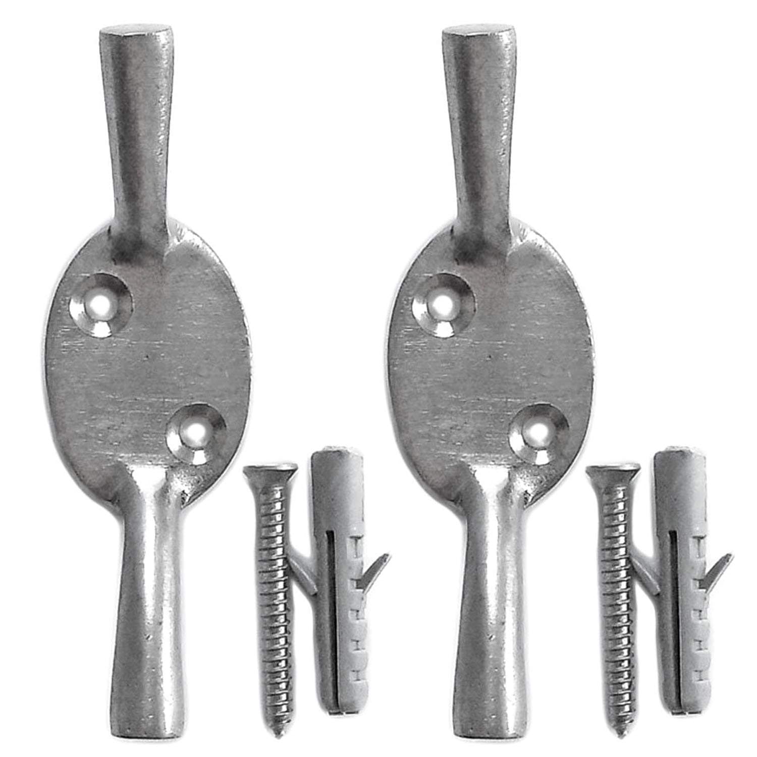 Choose from 17 Styles and Colors of Decorative Hooks (2 Silver Flat Hooks)