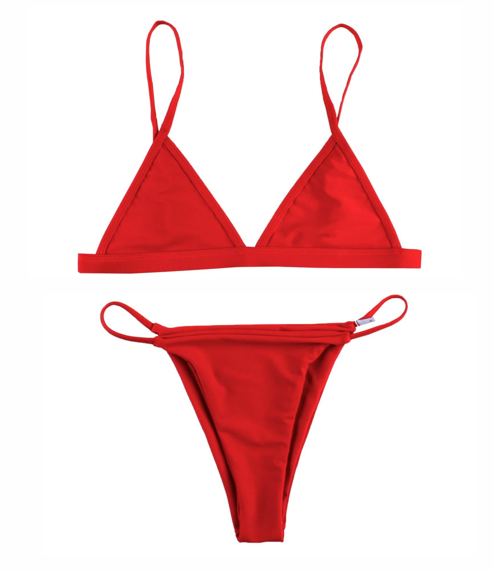 Women's 2 Pcs Bikini Triangle Top Brazilian Bottom Swimwear Bikini Set(Medium(US 4-6),Red)