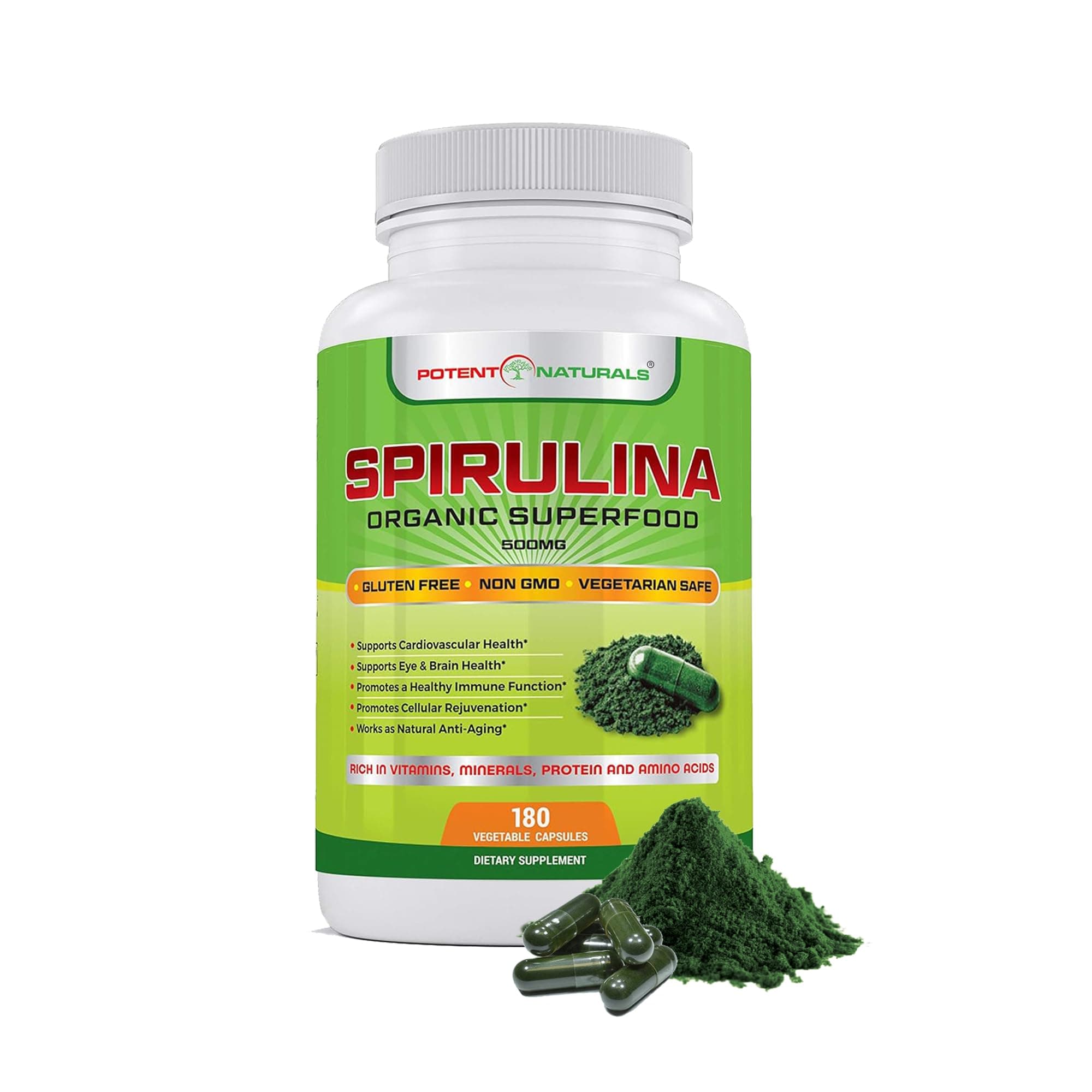ORGANIC SPIRULINA Superfood | 180 Vegetarian Capsules
