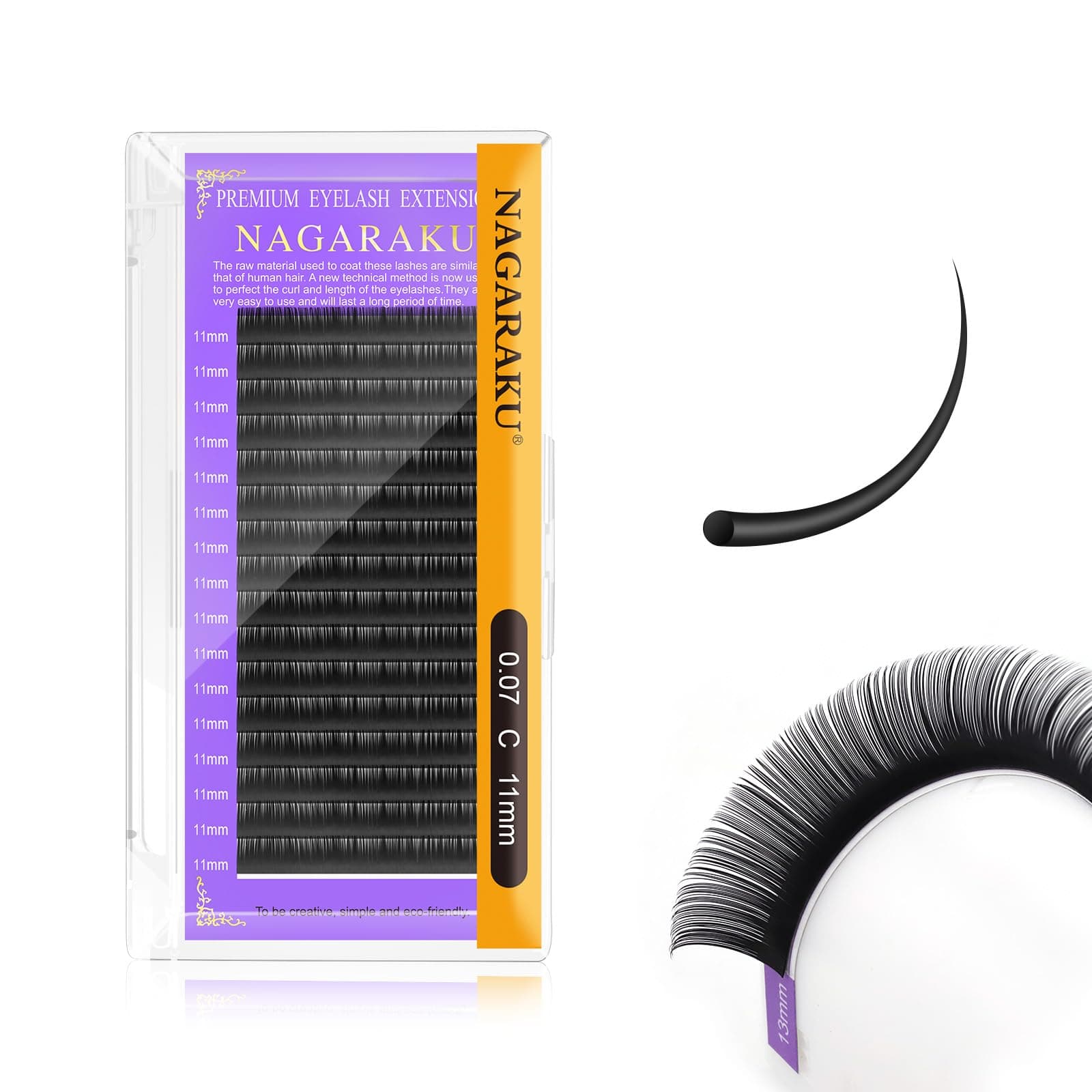 Eyelash Extensions Individual Lashes 0.07mm C curl 11mm Classic Matte Black Soft Natural Professional 16 rows Beauty Salon Supplies