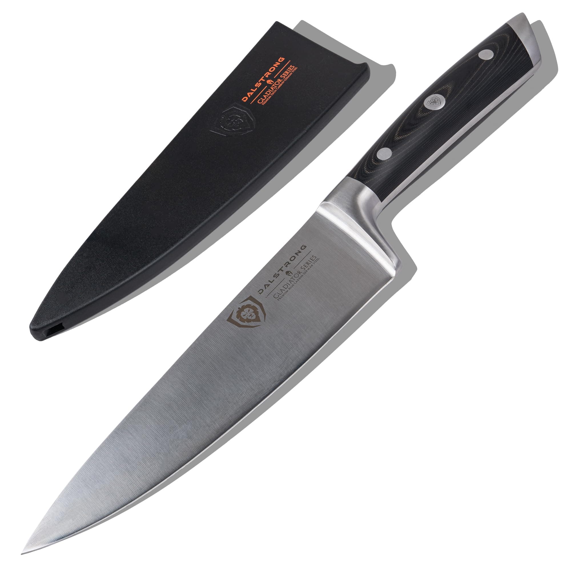 Dalstrong Chef Knife - 8 inch Blade - Forged HC German Steel Chef's Knife - Full Tang - Black G10 Handle - Gladiator Series ELITE - Razor Sharp Kitchen - Professional - Sheath - NSF Certified
