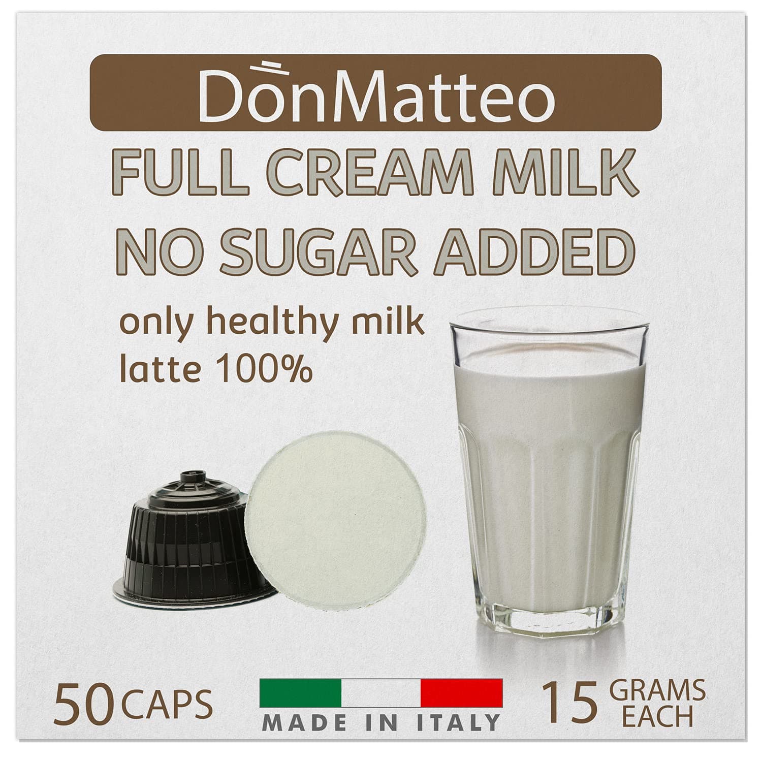 DonMatteo 50 Full Cream Milk Latte Dolce Gusto Compatible Coffee Capsules (50 Pods 50 Servings)