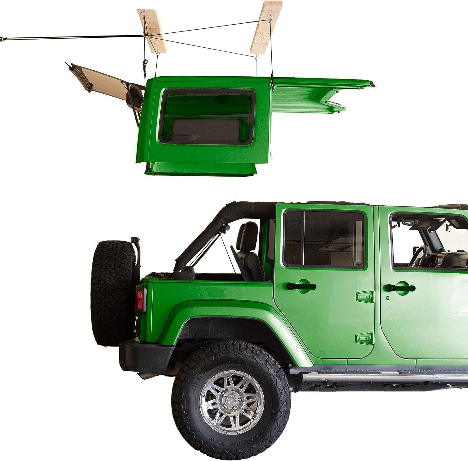 Hoister Jeep Bronco Hardtop Overhead Garage Storage Hoist System, Self-Leveling, Safe Anti-Drop System, Easy One-Person Operation, 75-200lb Capacity - 7806.Jeep