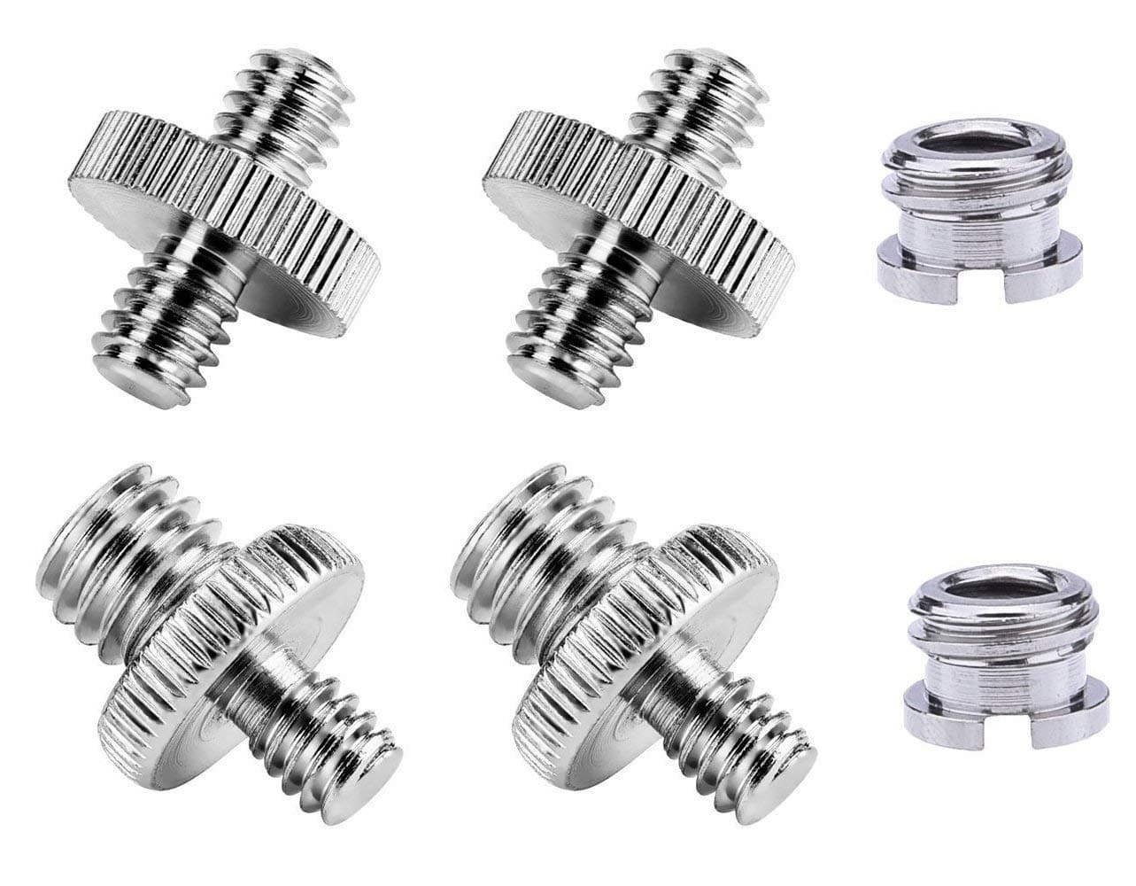 Camera Screw Bolts Replacement Pack 1/4 Male to 1/4 Male Double Stud+ 3/8 Male to 1/4 Male Screw+ 1/4" to 3/8" Convert Screw Adapter (6pcs)