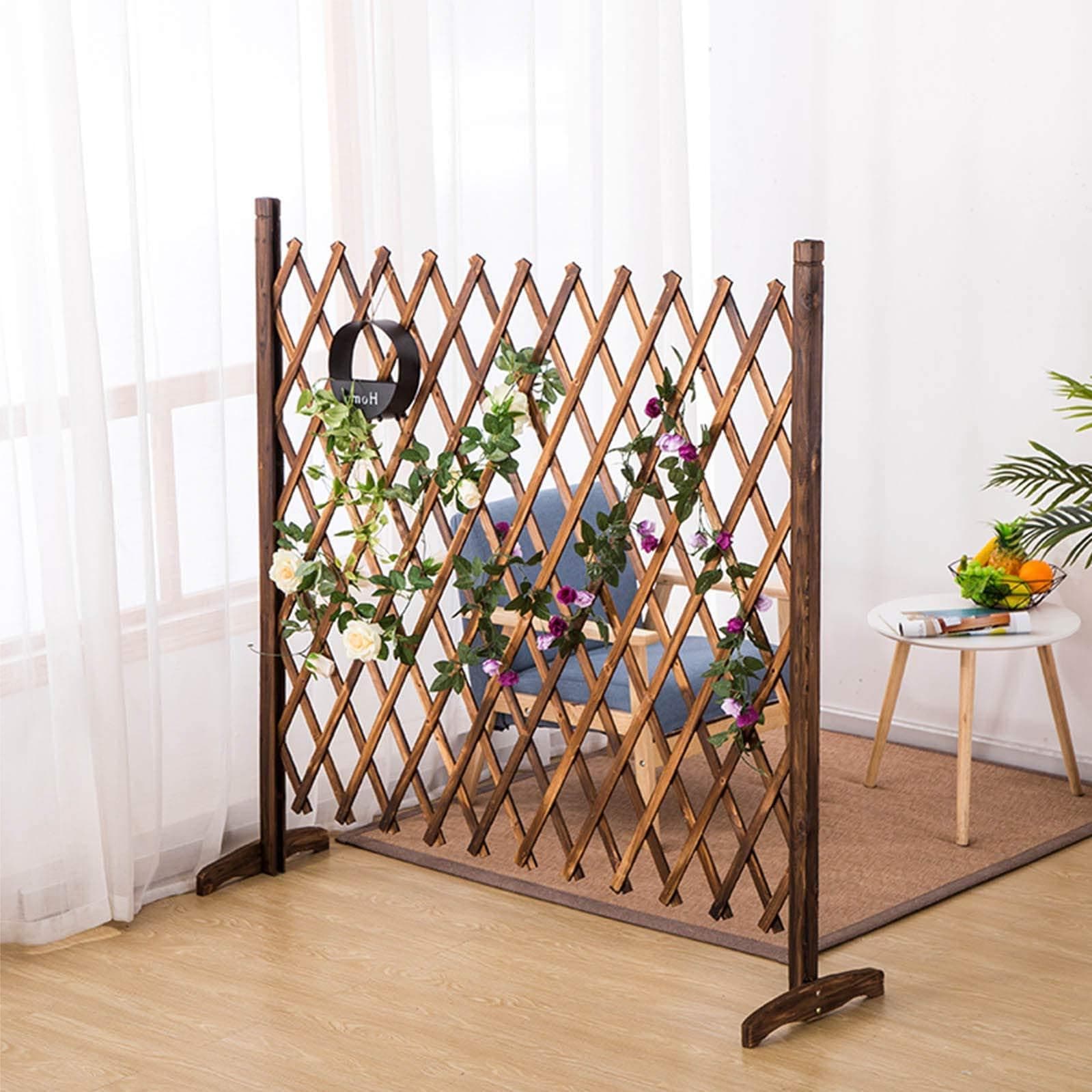 Solid Wood Expanding Fence Mobile and Movable Fence Gardeners & Pet Owners Fold-able Design and Lightweight H:90cm x W:30-150 cm from Natural Wood