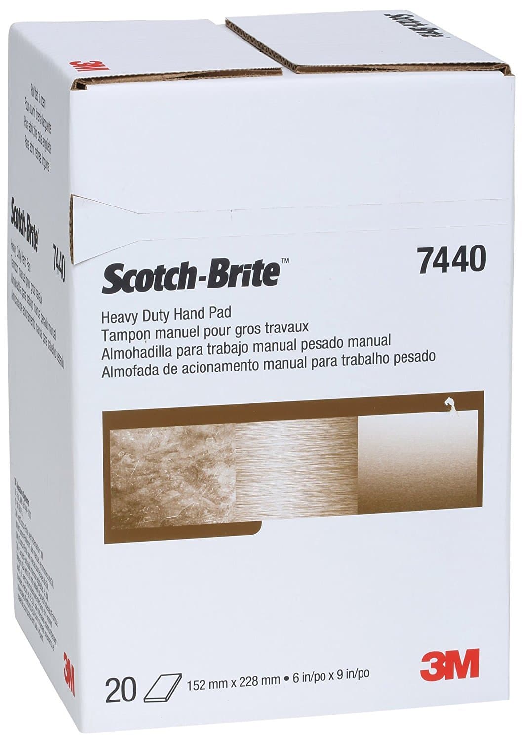Scotch-Brite Heavy Duty Hand Pad 7440, 6 in x 9 in, Pack of 20, Aluminum Oxide, Hand Sanding Pad