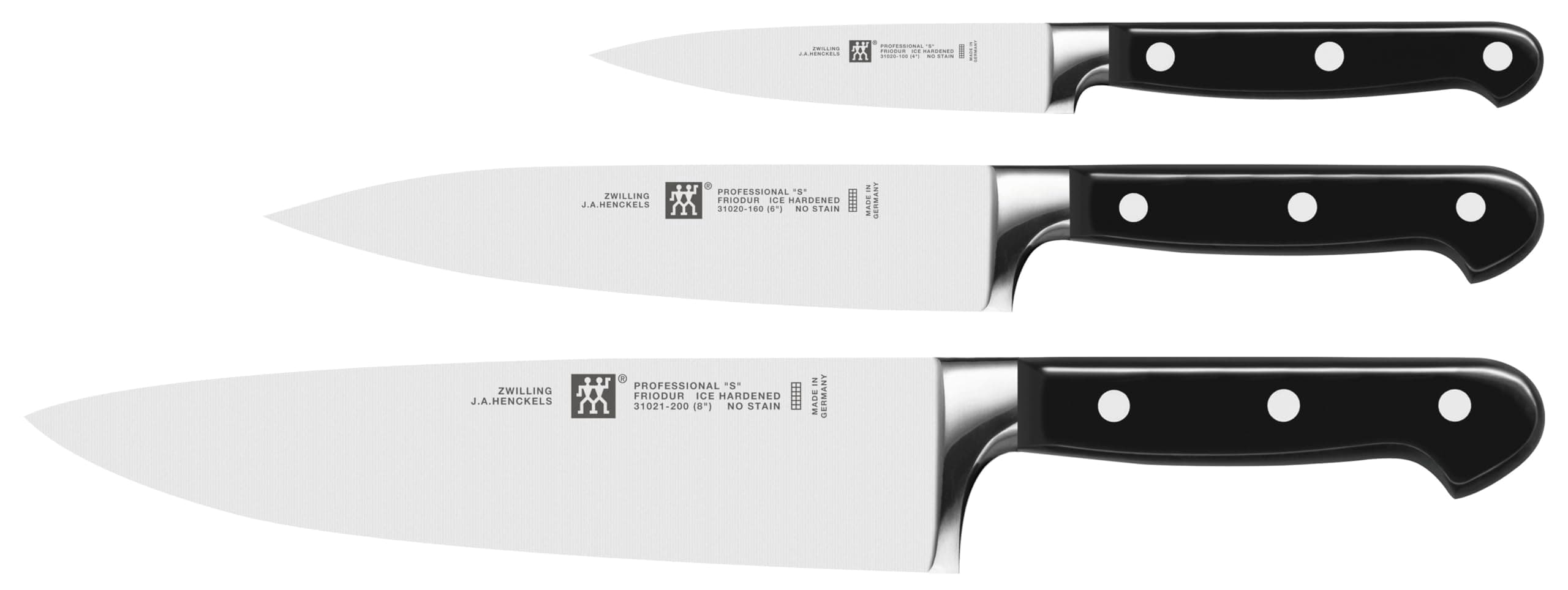Zwilling Professional S J.A Henckels 3 Piece Knives Set, Black/Stainless Steel (35602-000-0)