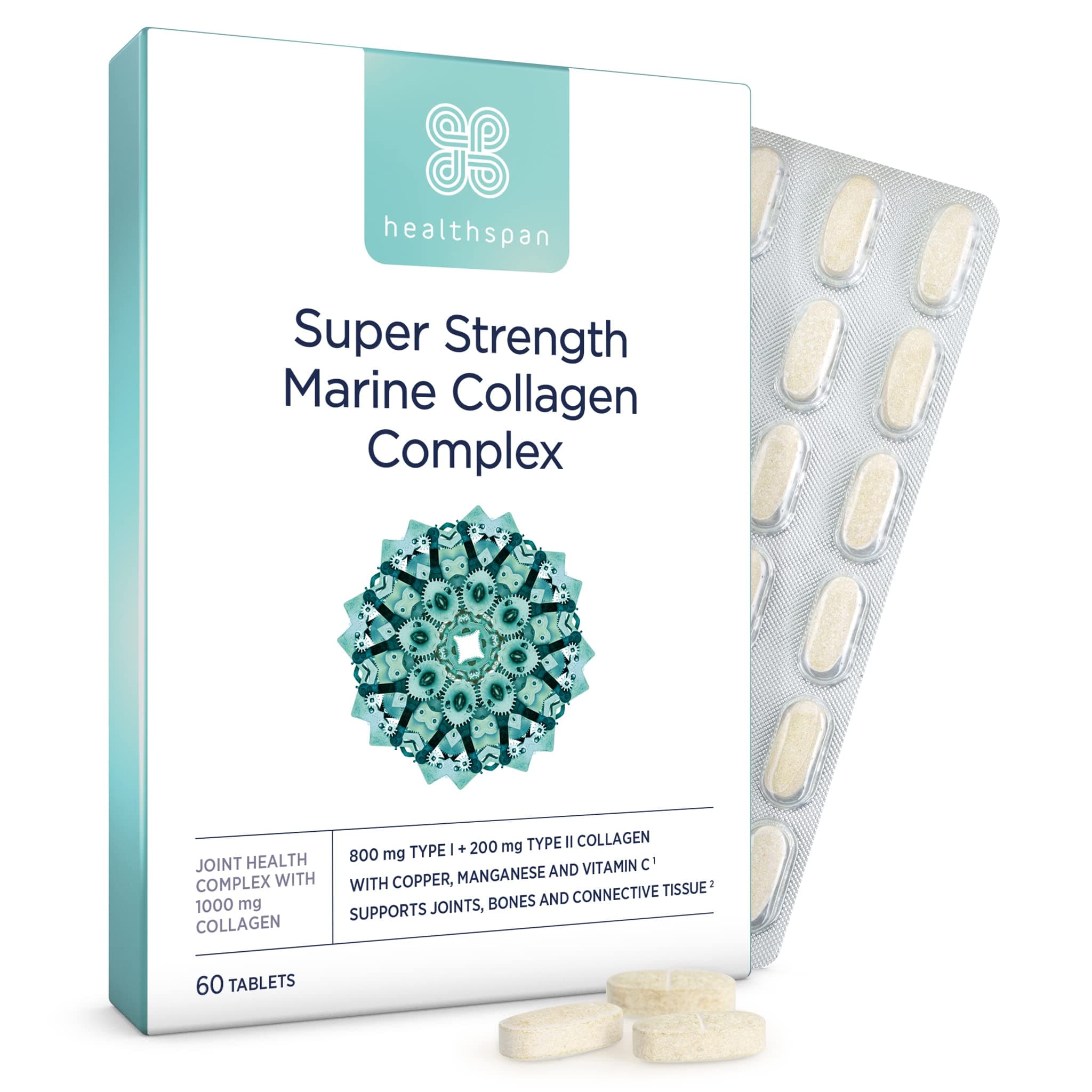 – Marine Collagen (60 Tablets, 1000mg) | 800mg Type I + 200mg Type II Collagen | Support Your Joints, Bones & Connective Tissue | Added Benefits for Skin & Beauty