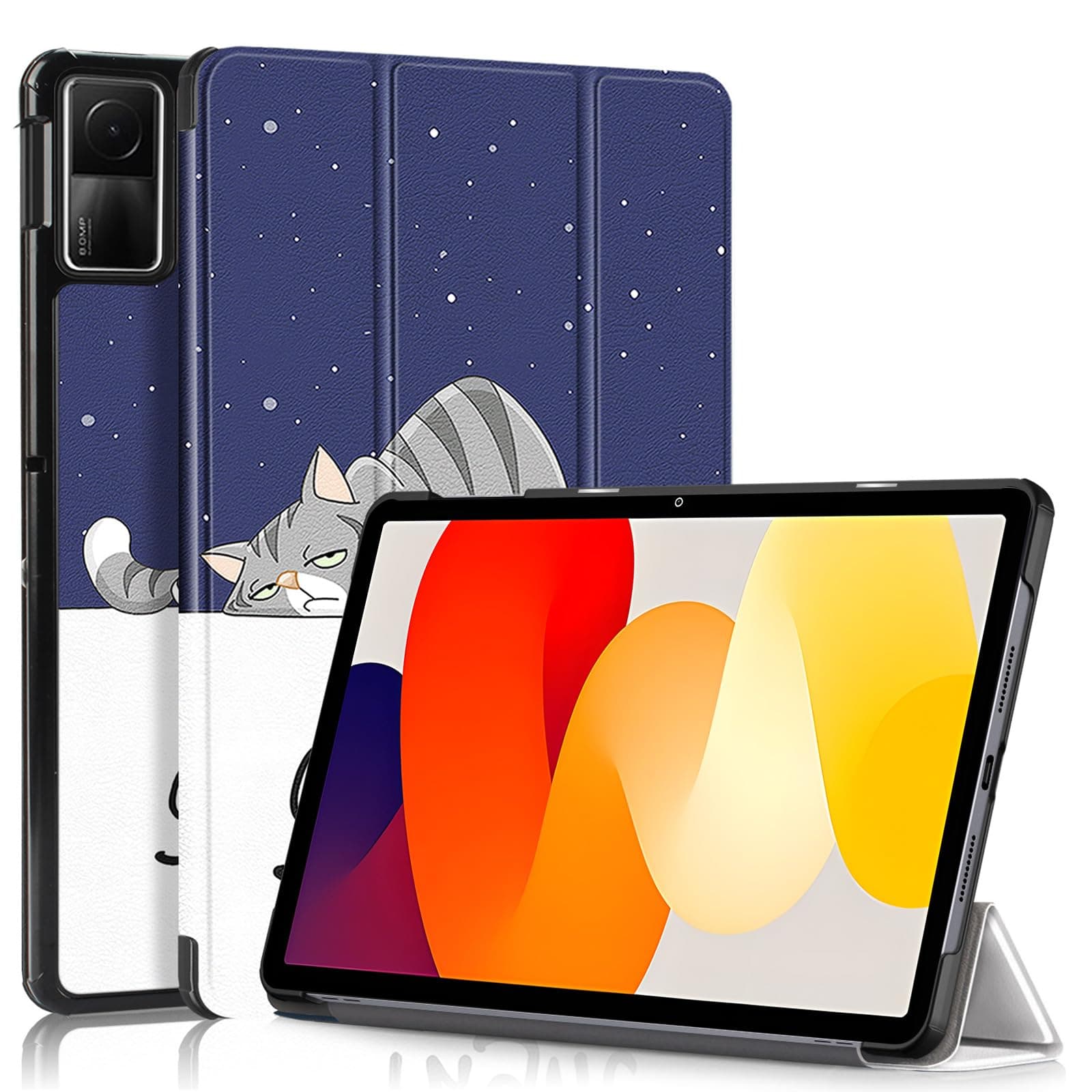 T Tersely Case for Xiaomi Redmi Pad SE 11 inch 2023 Released, Slim & Protective Hard Shell Smart Cover Multi-Angle Stand Tri Fold Design Perfectly Fit Your Redmi Pad SE (Cat)