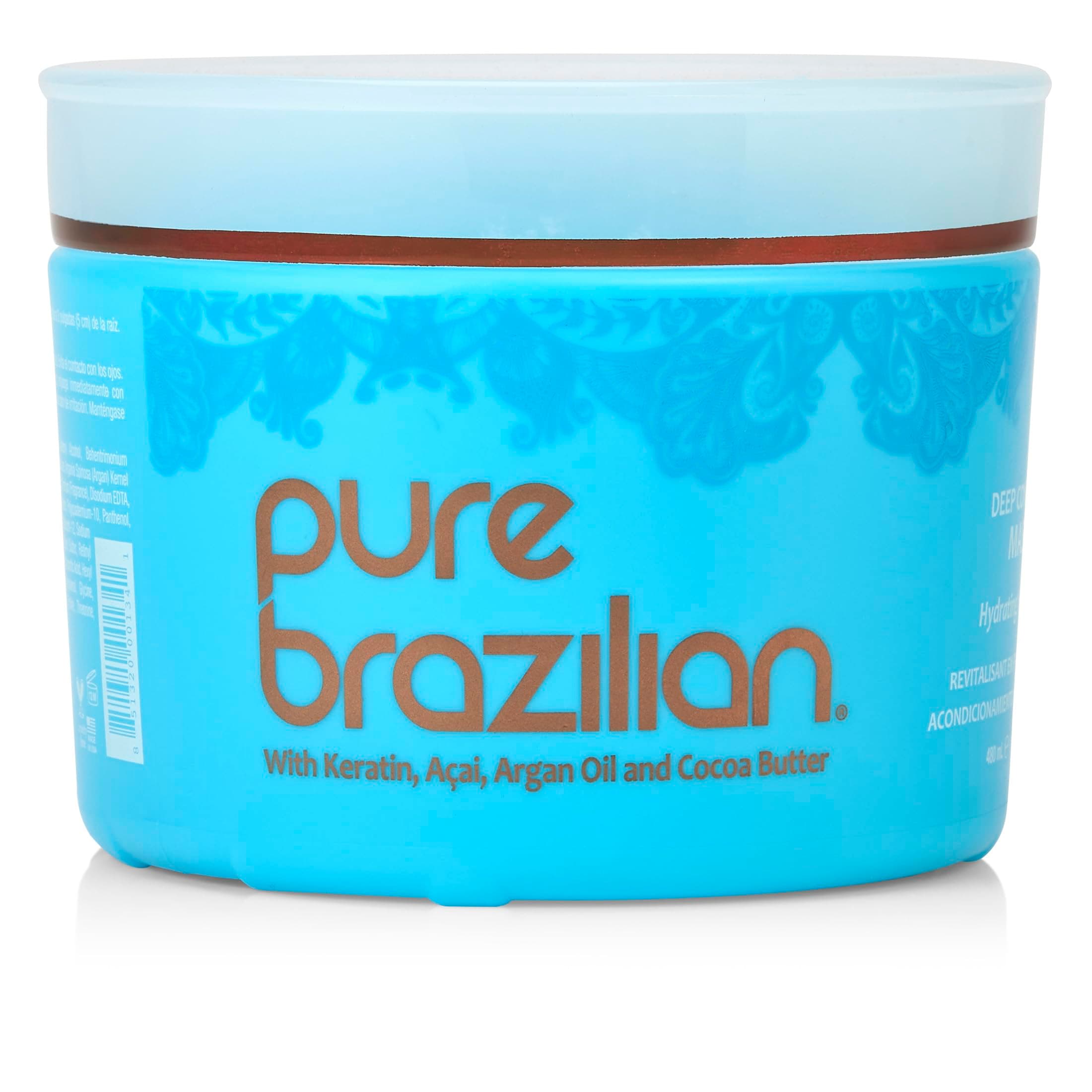 Pure Brazilian Deep Conditioning Masque with Brazilian Keratin, Acai & Arginine, Deep Conditioner Hair Treatment, 16 Fl Oz