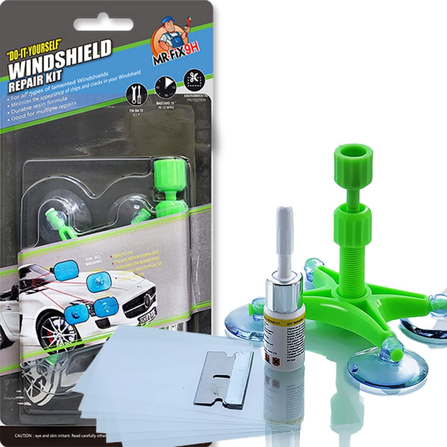 Windshield Repair Kit, Car Window Glass Repair Tool for Quick Fix Windshield Chips, Cracks, Bulls-Eye, Star-Shaped and Half-Moon Cracks, Car Windscreen Chip Repair Tool Nano Glass Fluid