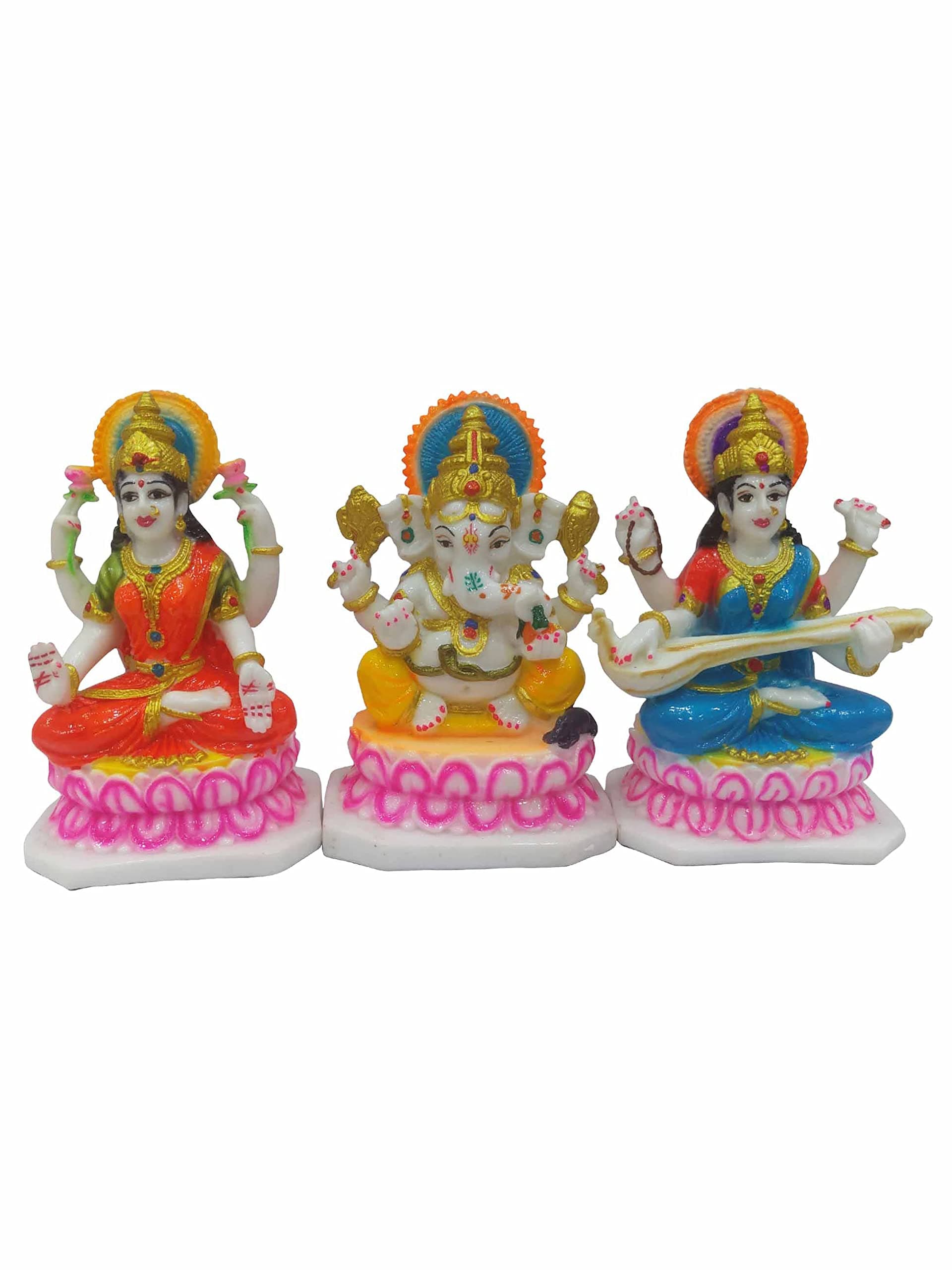 Ganesha Laxmi Saraswati Murti Ganesha Laxmi Saraswati Idol Ganesha Laxmi Saraswati Statue for Home Puja Temple Handicarft Statue Vastu Type Murti