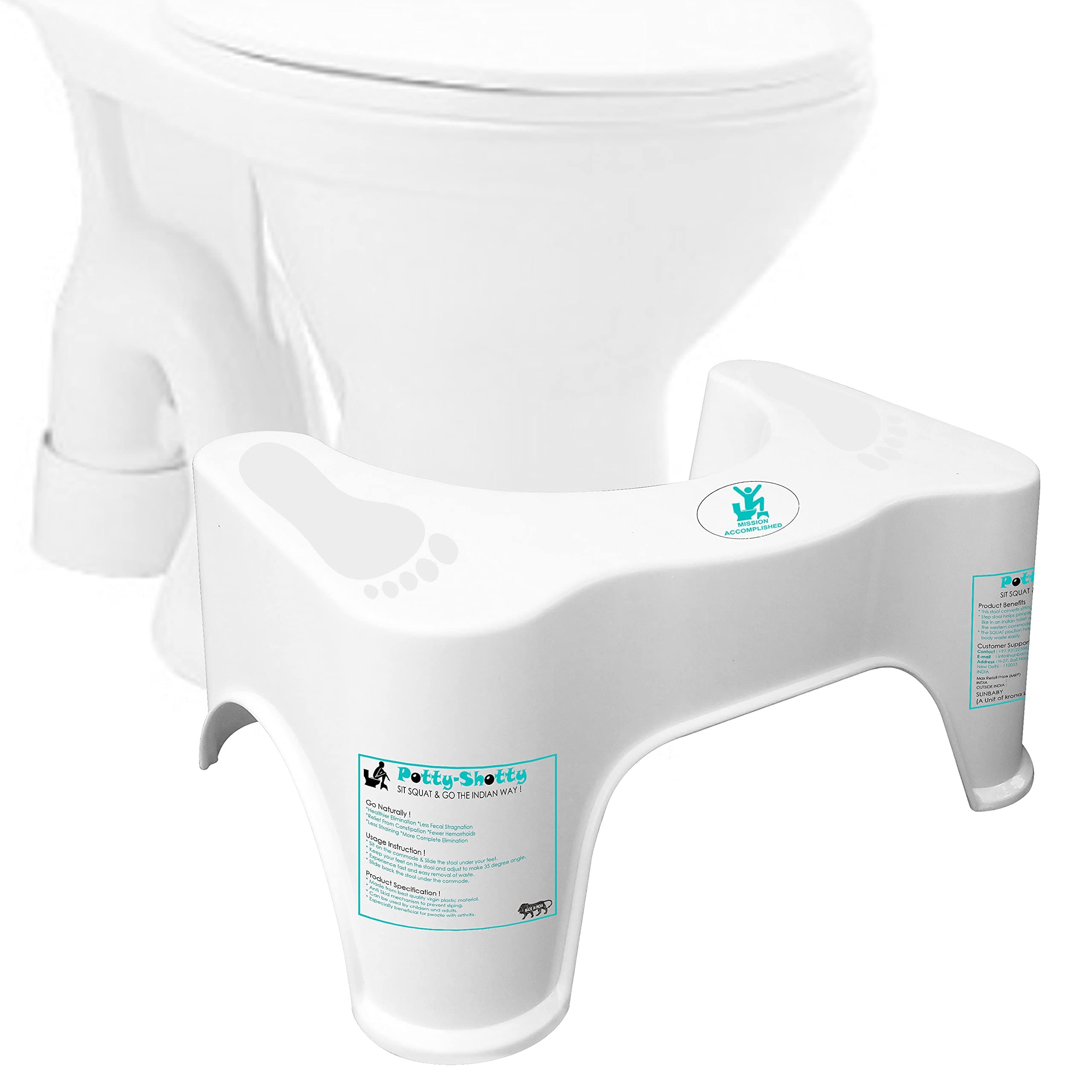 Krona Medically Beneficial Squat W/Potty Shotty is a Toilet Step Stool, (7 Inch Height, Anti-Slip)