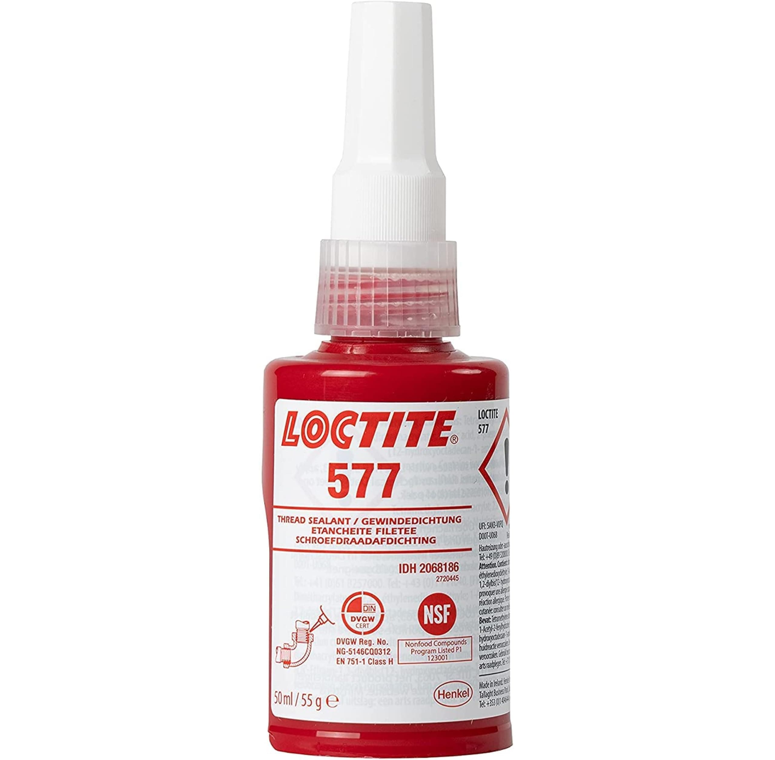 577, Medium Strength Industrial Adhesive for Thread Sealing, Universal Liquid Adhesive for Pipes and Metal Threads, Chemically Resistant Thread Sealant, 50ml