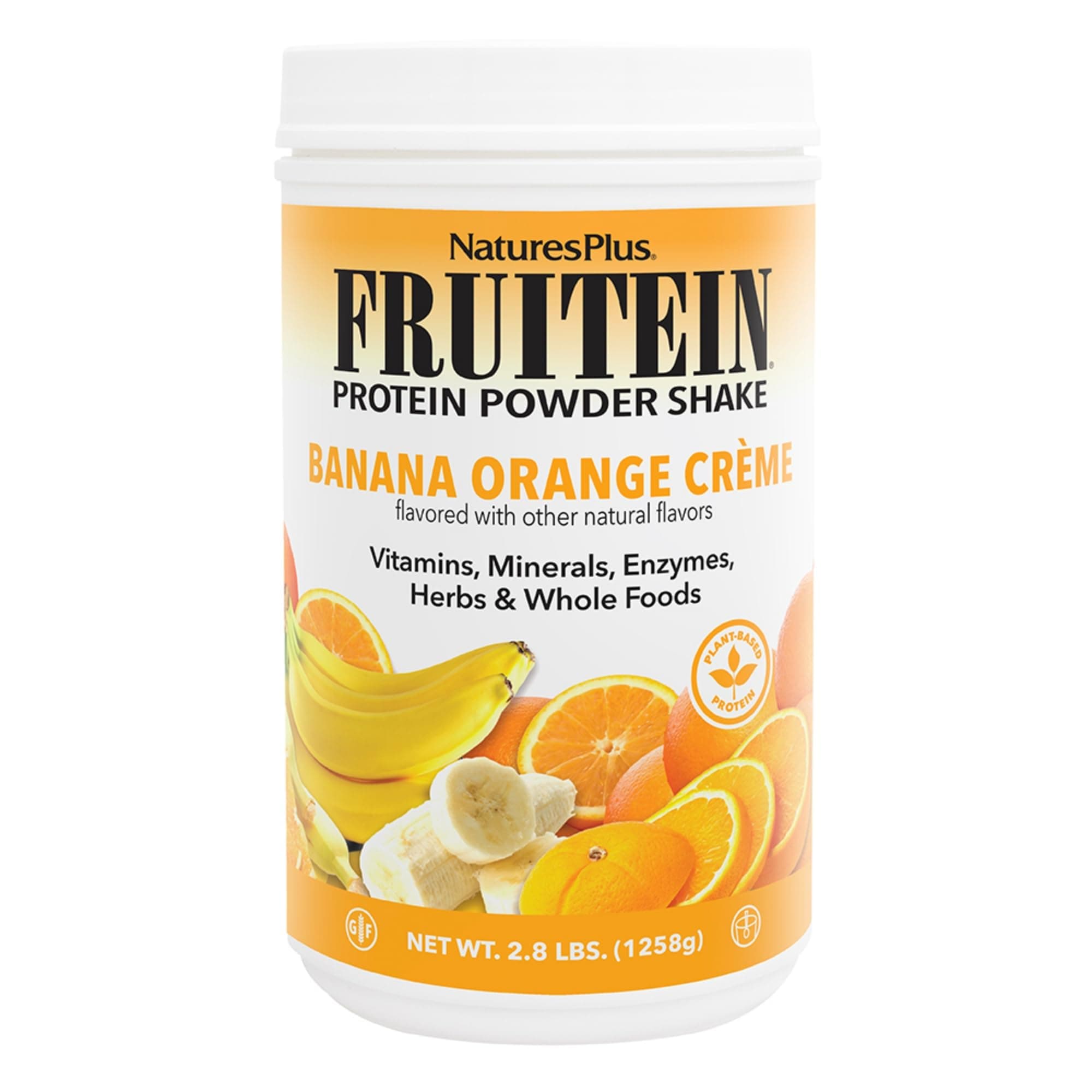 NaturesPlus FRUITEIN Banana Orange Creme Shake - 2.8 lbs - 10 Grams of Plant-Based Protein Per Serving - Supports Energy & Immune System - Vegetarian, Gluten Free & Non-GMO - 37 Servings