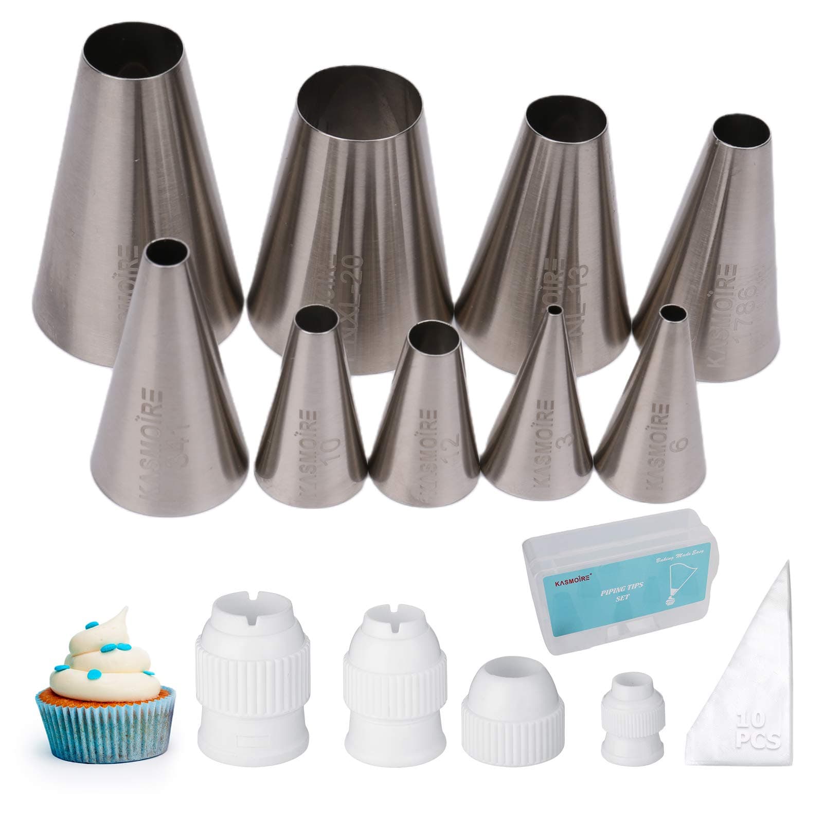 9 Pcs Round Piping Tip,Macaron Piping Tip,Cake and Cookie Decorating Plain Tube Set
