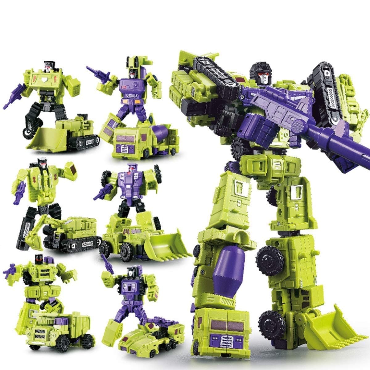 WEIJIANG GT Engineering Devastator Green Combiner 6 in 1 27CM Alloy Metal Toys Action Figure Car Truck Bucket Loader Model Gift for Kids Boys (Green)