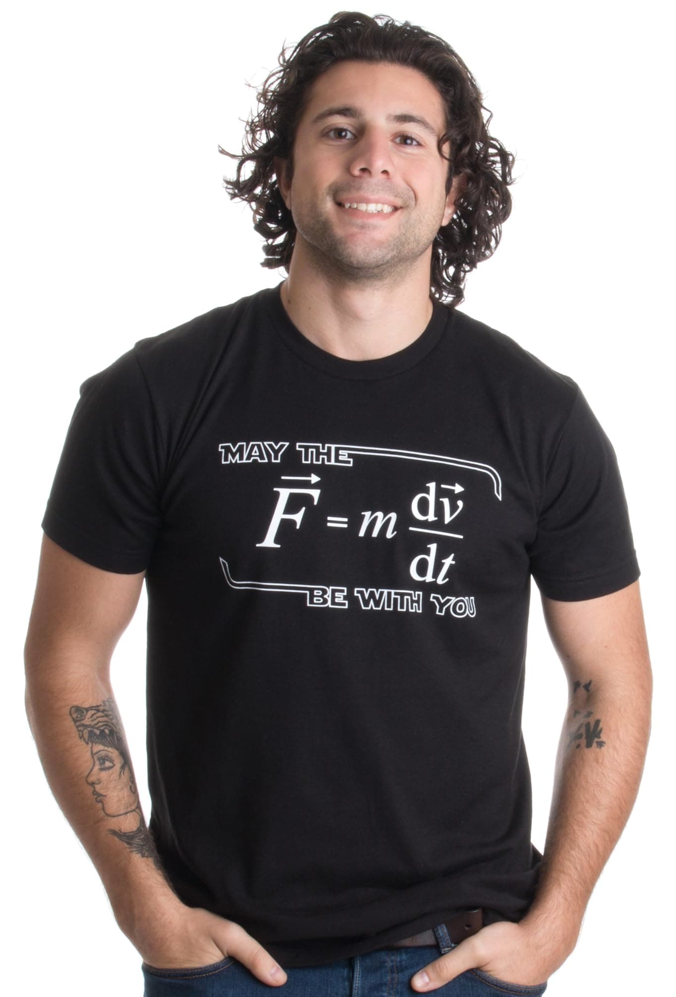 May The (F=m*dv/dt) Be with You - Funny Physics Science Teacher Graphic T-Shirt for Men