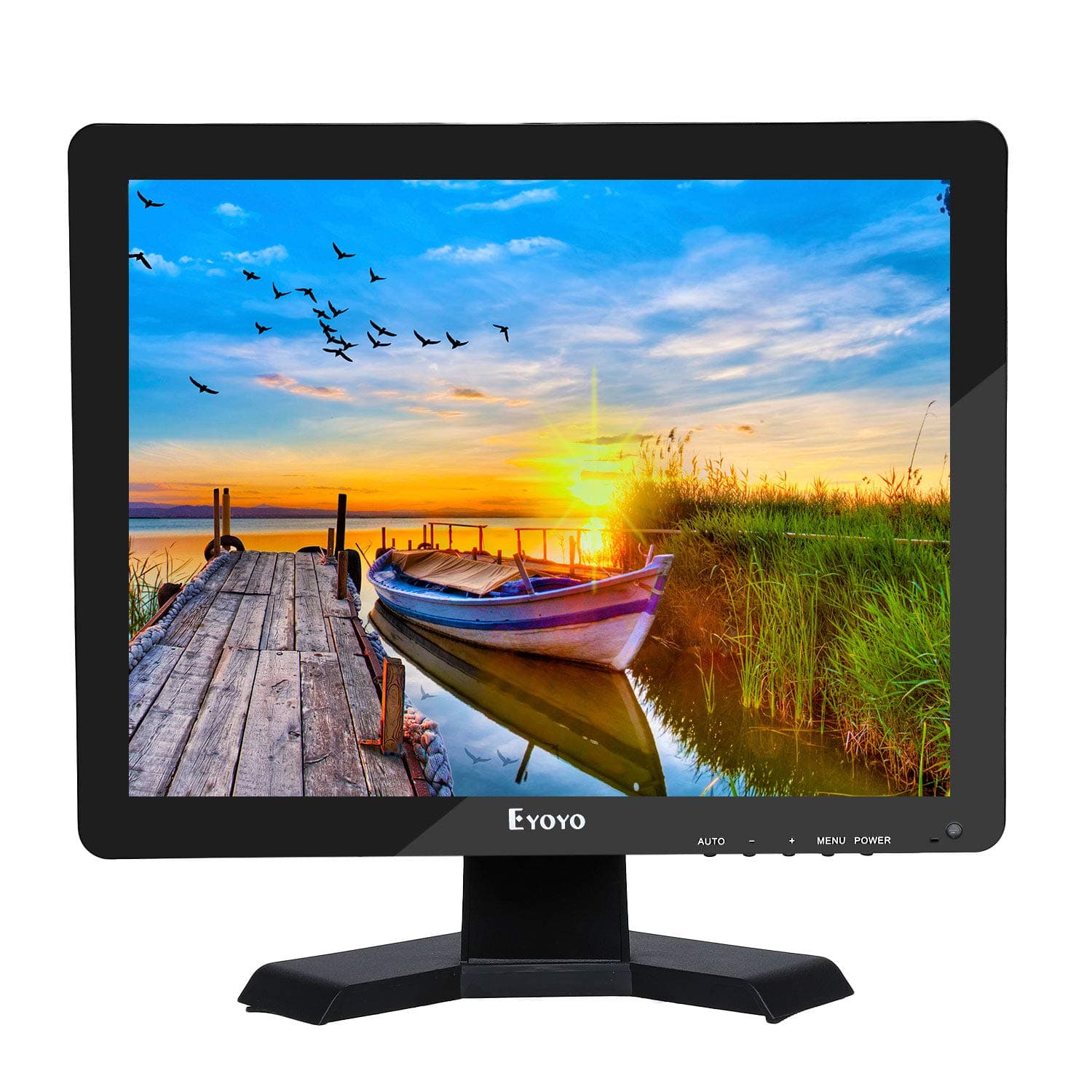 Eyoyo 15" Inch Monitor 1024x768 HDMI Monitor 4:3 TFT LCD Color Screen with BNC/VGA/AV/HDMI/USB Earphone Output for PC Laptop Security Monitoring Built-in Speaker