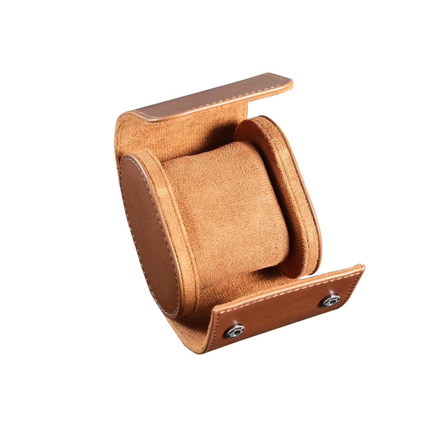 ROSELLE Single Watch Case for Men and Women with Suede Lining - Watch Roll Travel Case - Storage Organizer and Display(Dark Brown)