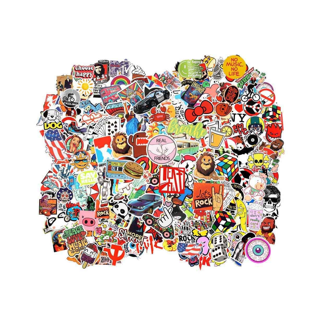 Cool Random Stickers Pack of 155pcs Laptop Stickers Bomb Waterproof Vinyl Sticker Bulk Variety for Luggage Computer Skateboard Bicycle Skate Ipad Car Motorcycle Bike Helmet Decal for Boys Adults Men