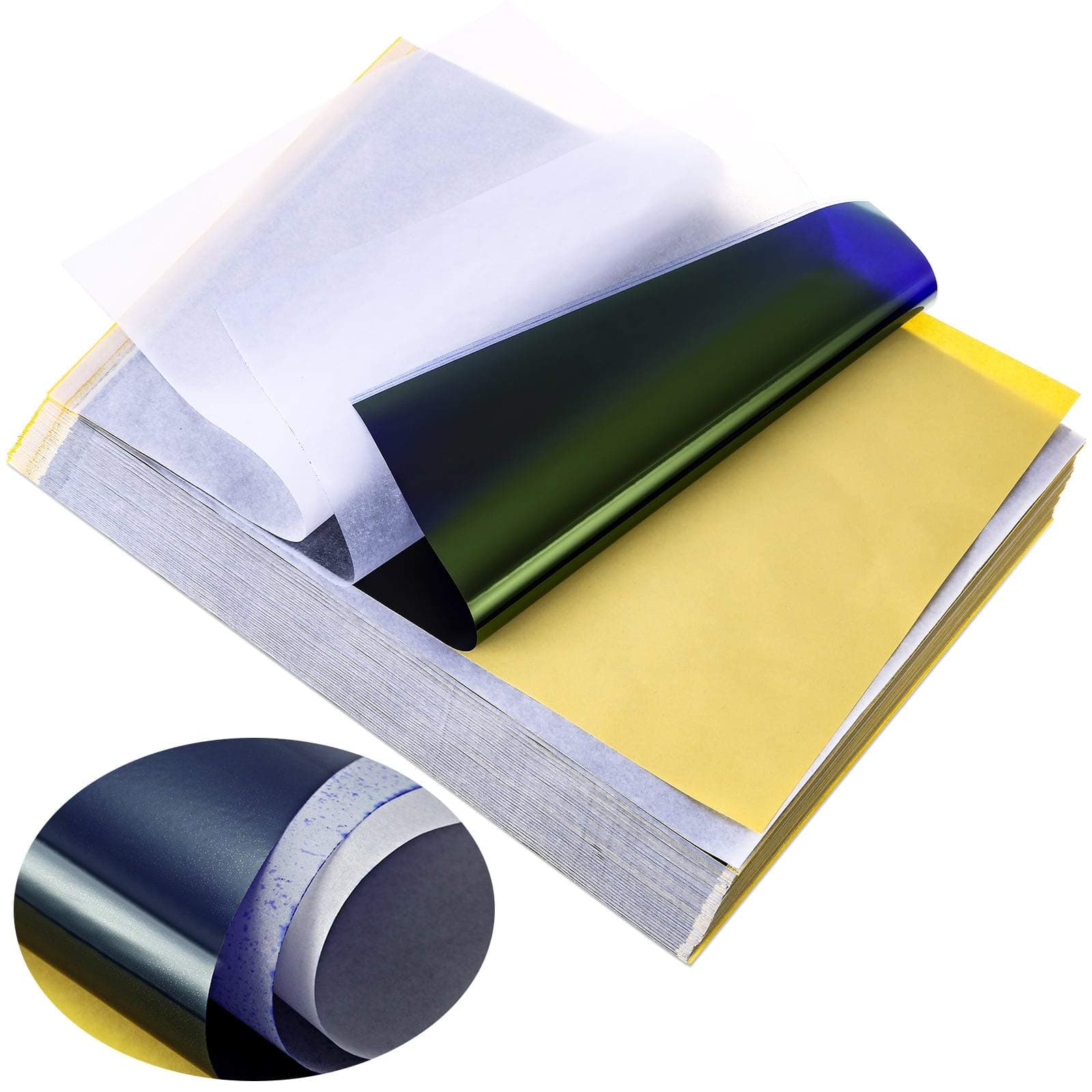 Audab 38 Sheets Tattoo Transfer Paper, Stencil Paper for Tattooing, 8 1/4 x 11 3/4