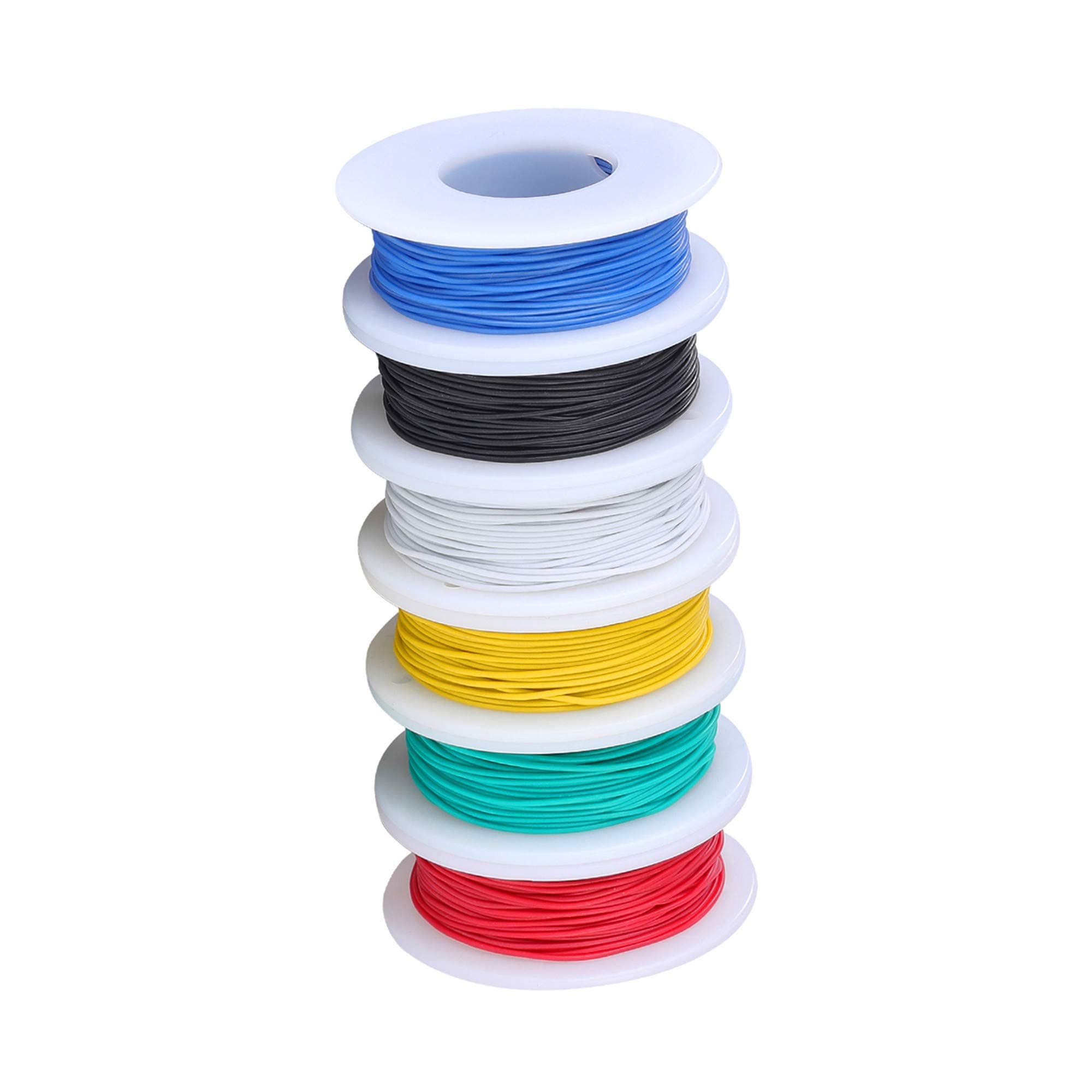 TUOFENG 28 awg Wire Solid Core Hookup Wires-6 Different Colored Jumper Wire 50 ft Each, 28 Gauge Tinned Copper Wire PVC (OD: 1.17mm) Hook up Wires Kit