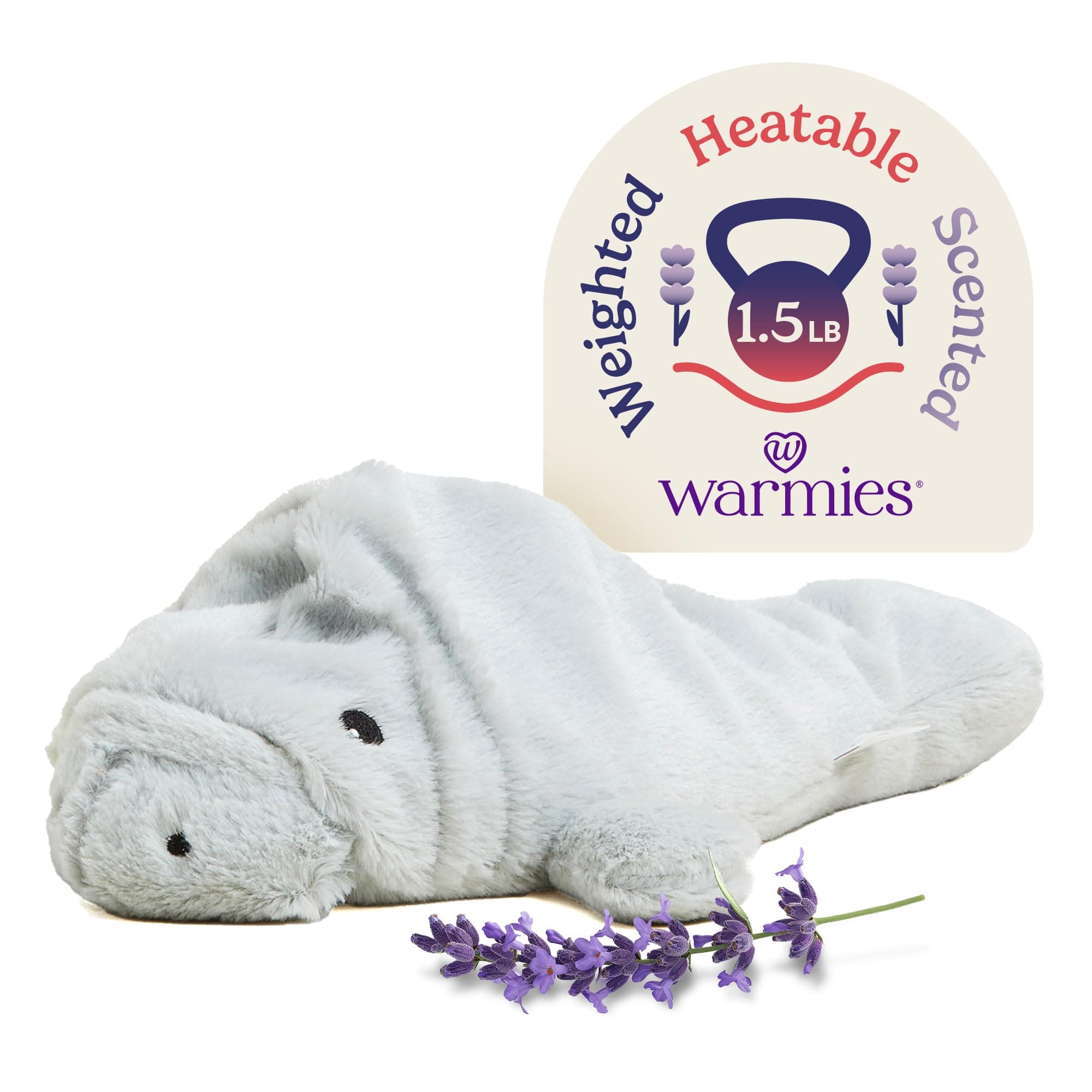 Intelex Microwavable French Lavender Scented Plush, Manatee , Gray, 14" X 8" X 4"