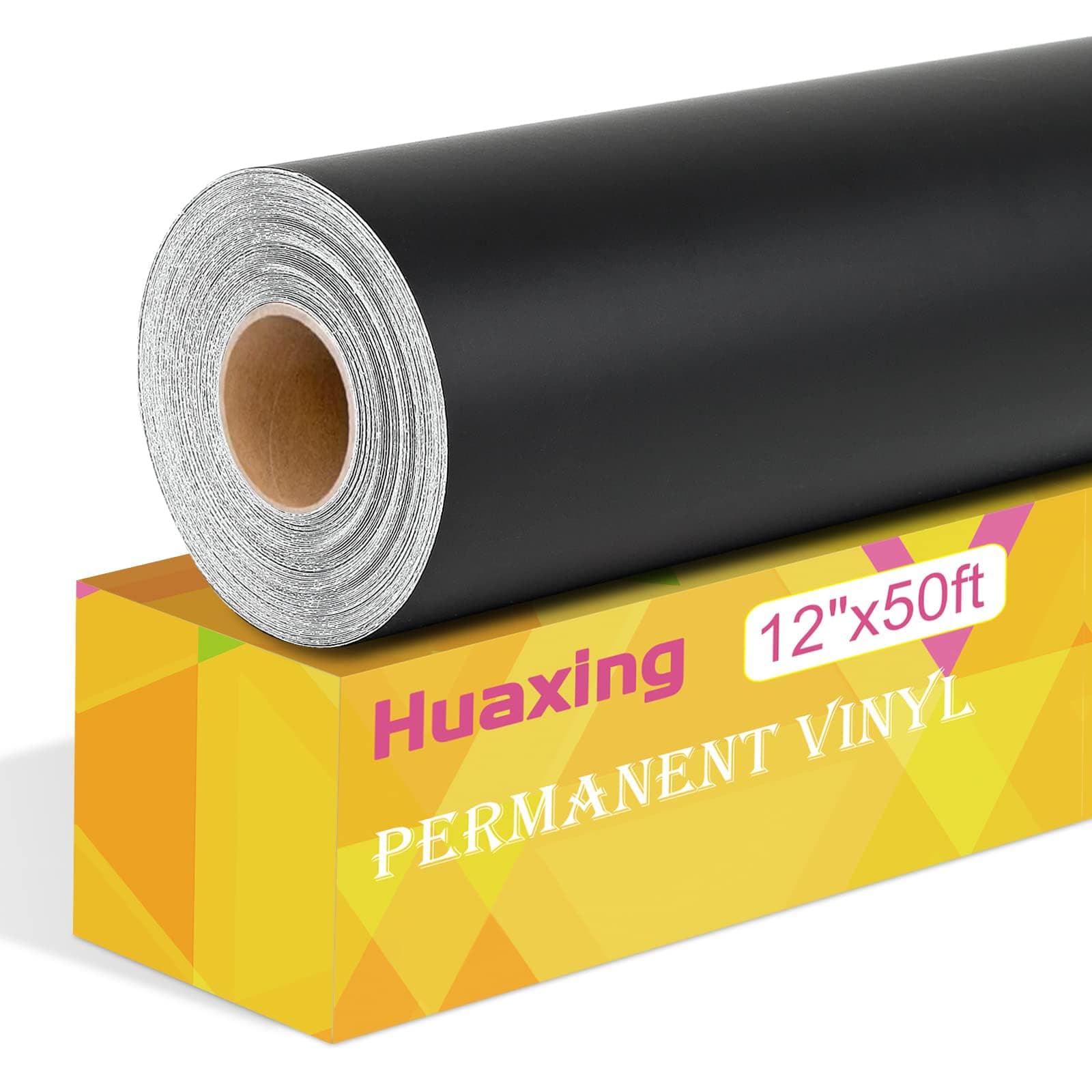 Matte Black Permanent Vinyl for, 12" x 50FT Permanent Adhesive Vinyl Roll for Cameo Cutters, Signs, Craft Die Cutters