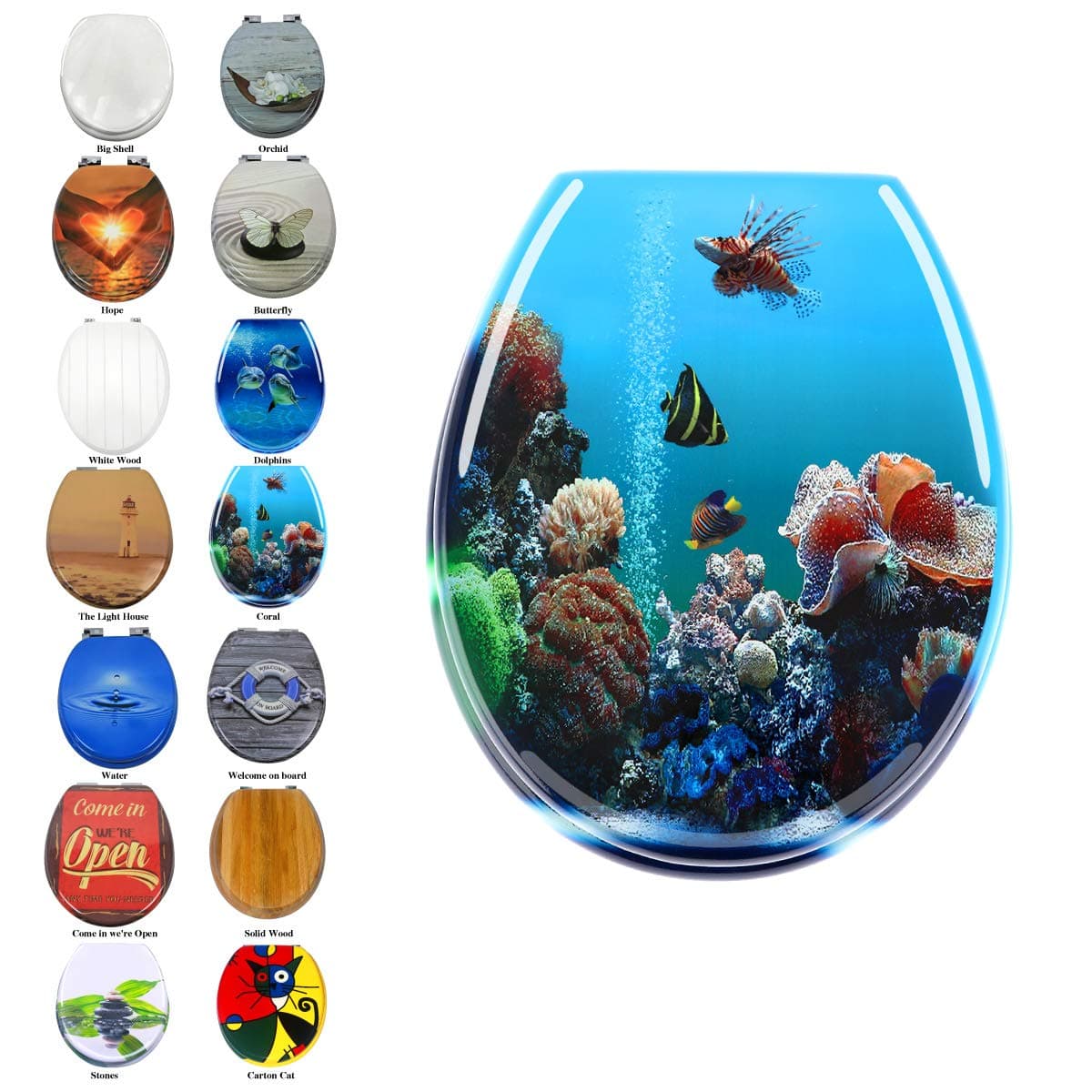 Round Toilet Seat, Wide Choice of Beautiful Toilet Seats, Anti-Bacterial, Easy Clean and Strong Hinges, Toilet Lid Cover for Family Bathroom (Coral)