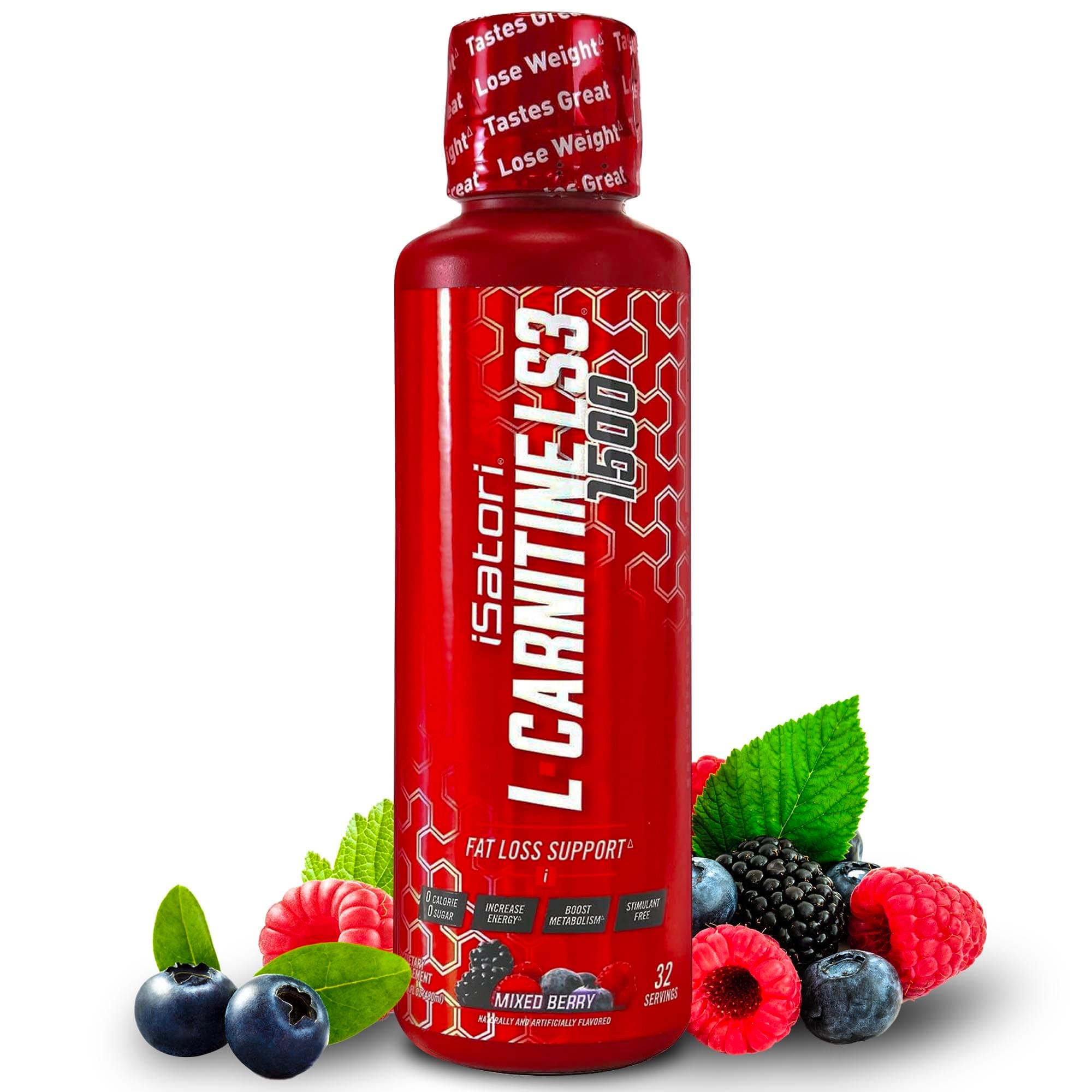 L-Carnitine LS3 1500, Triple-Blend Liquid L Carnitine Supplement, with Acetyl & Tartrate, Stimulant Free, Low Calories, Sugar & Gluten Free, Keto-Friendly, Mixed Berry Flavor (32 Servings)