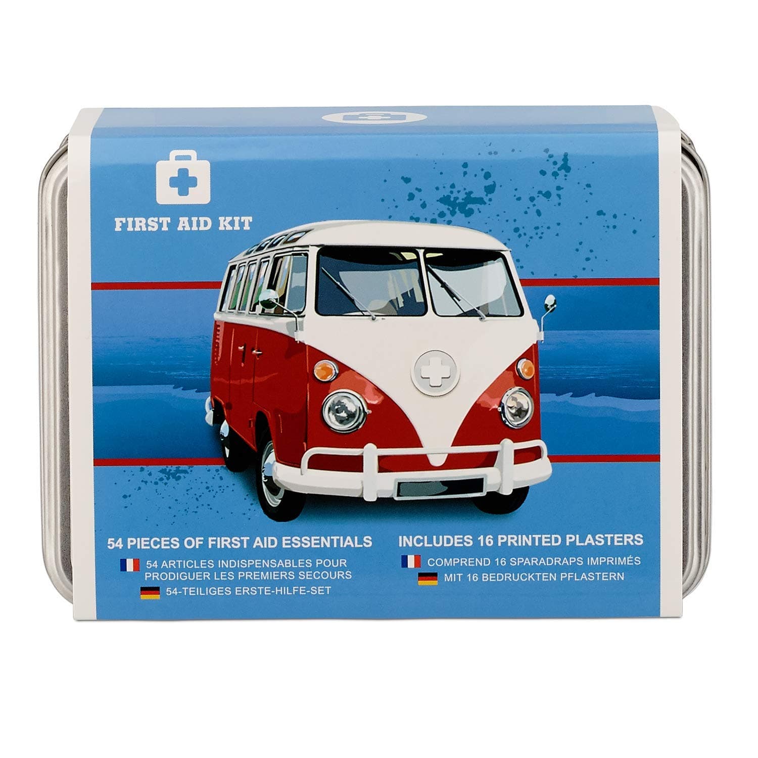 50 Piece Campervan Travel First Aid Kit with Waterproof Plasters in a Handy Tin by Yellodoor (Blue)