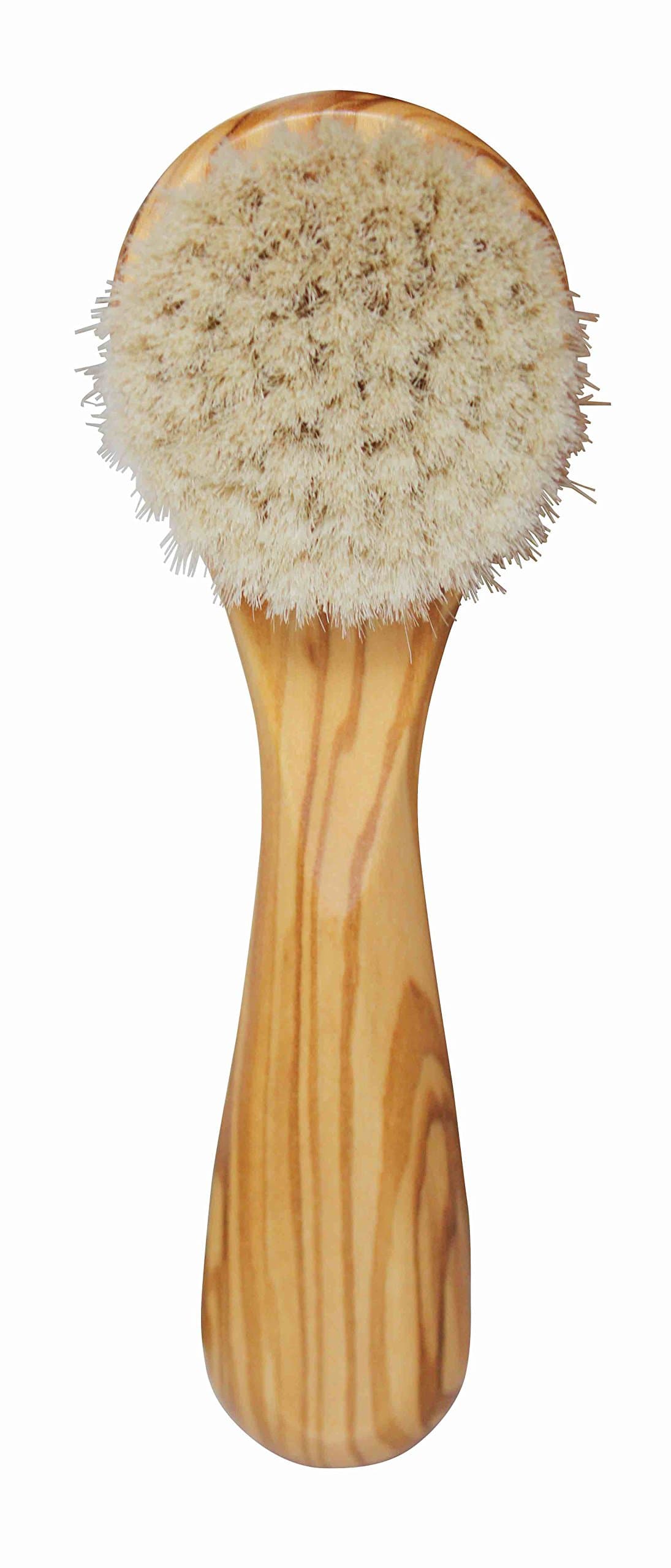 Lilywoods Exfoliating Face Brush Cleanser w/Super Soft Goats Bristles in Olive Wood