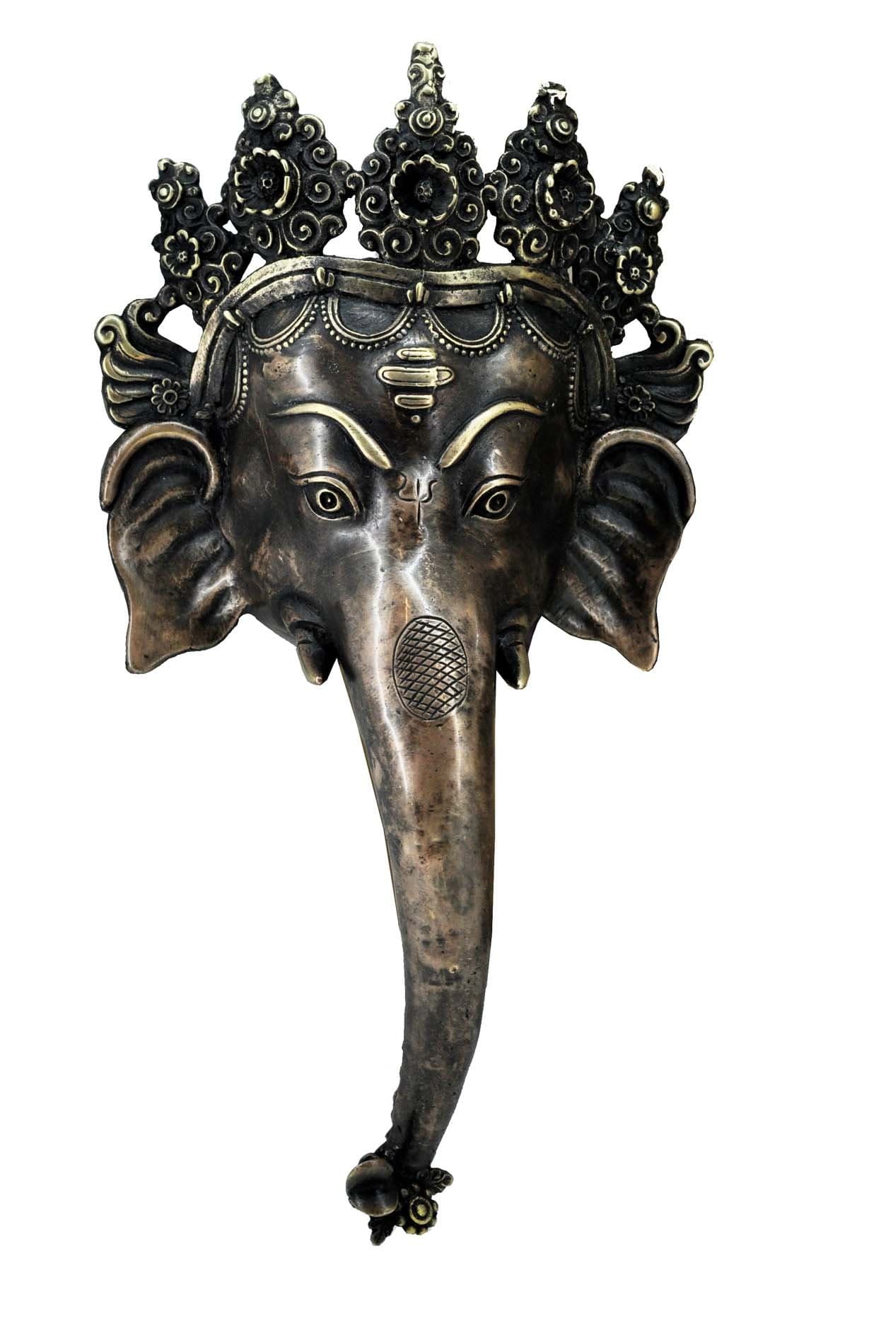 Mandala Crafts Copper and Brass Ganesh Ganesha Statue, Ganesh Wall Hanging