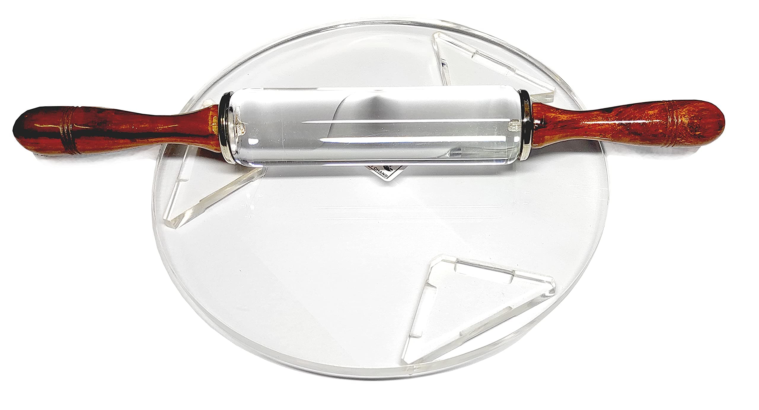 Gulwan Transparent -Roti Roller/Chakla-Belan/Rolling Pin, 22 Cms, Round with One Electric 2 in 1 Lighter