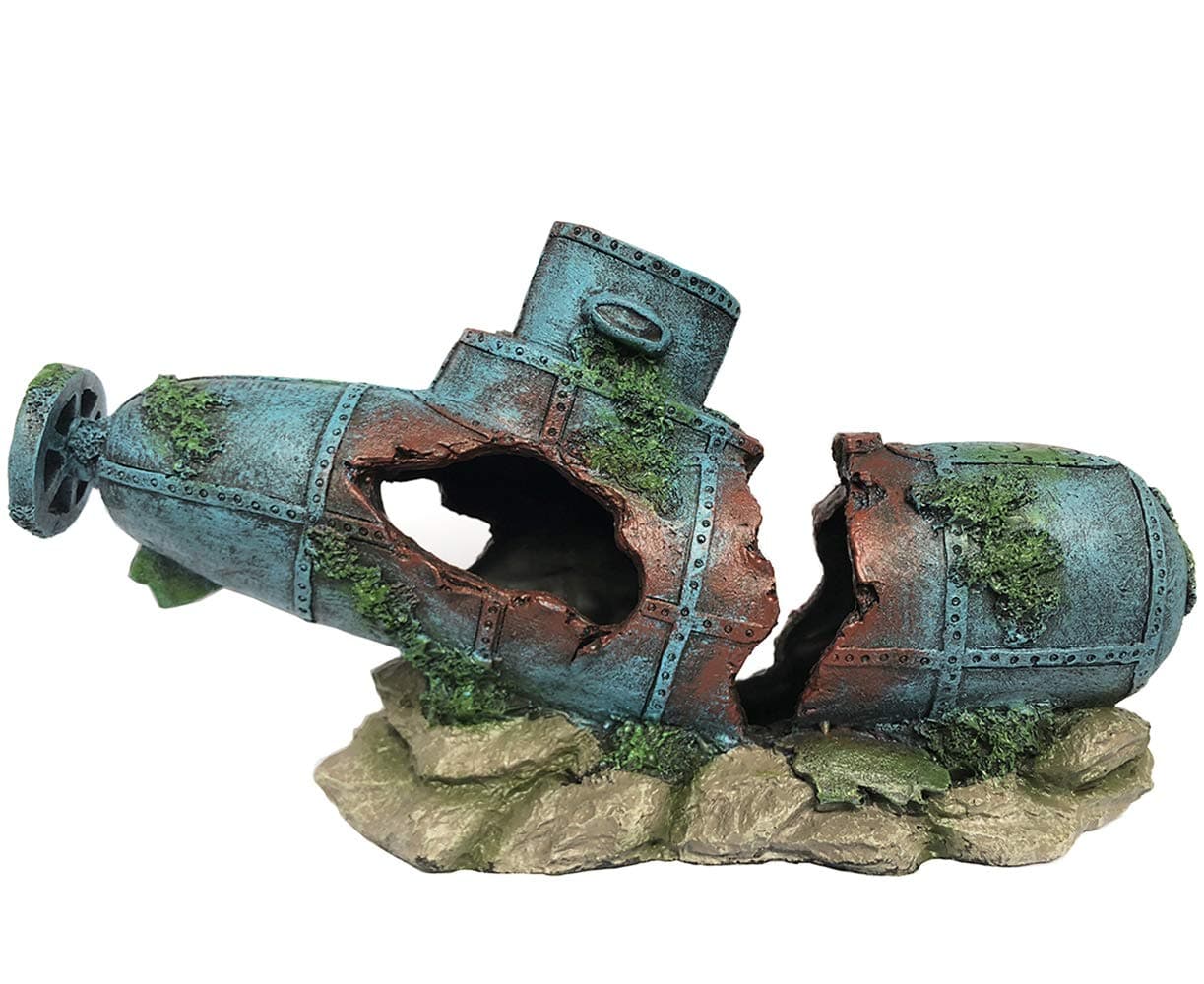 SLOCME Aquarium Submarine Ornaments Shipwreck Decorations